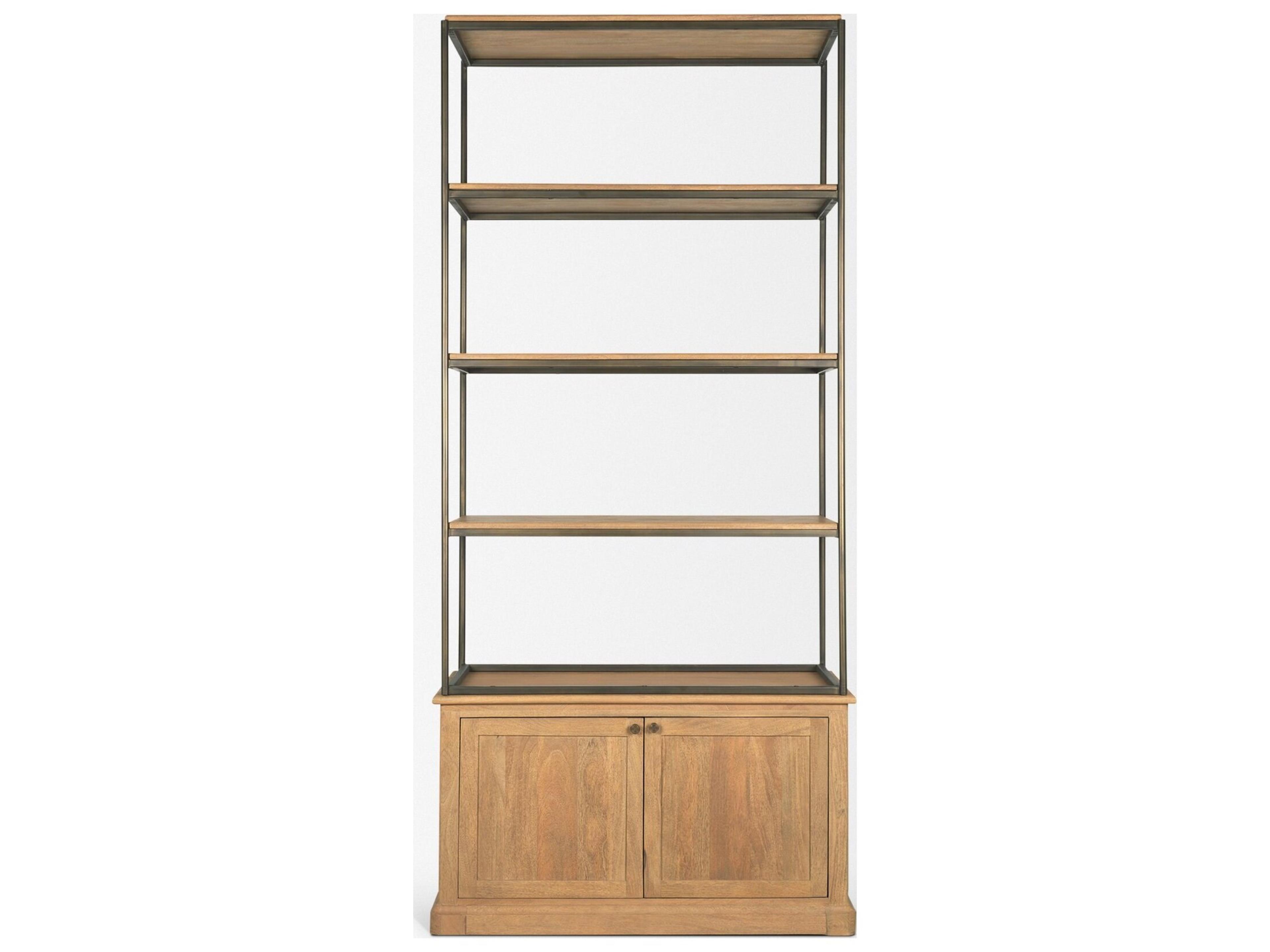 Mercana Baron Light Brown Wood w/ Gunmetal 2-Door Open Shelving Unit