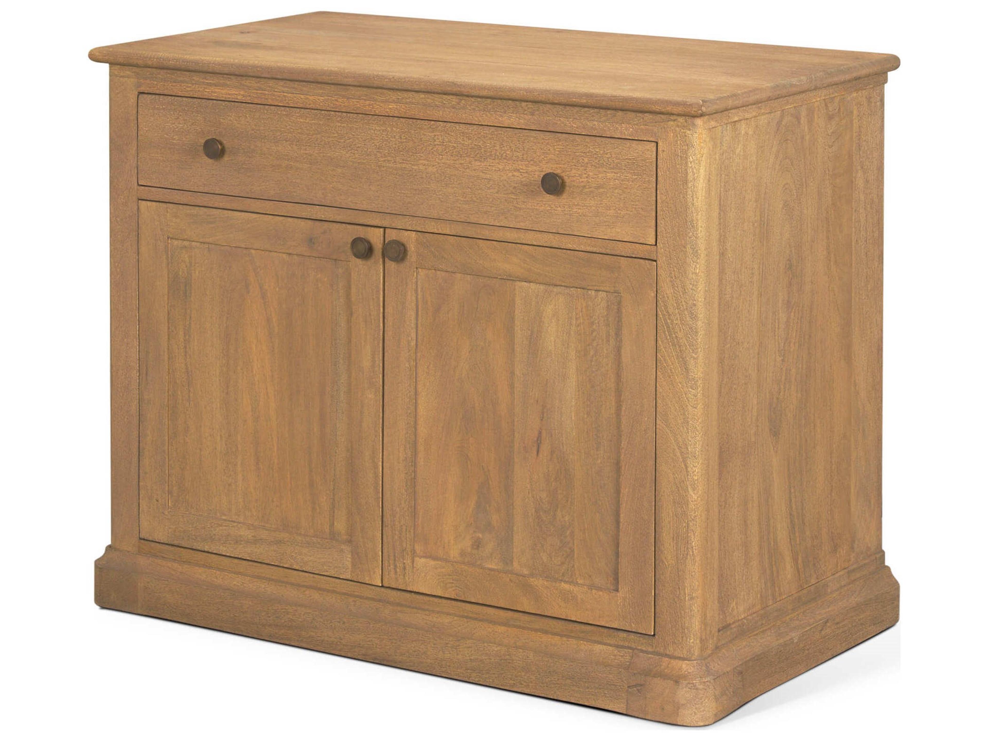 Baron Light Brown Solid Wood w/ Gunmetal Knobs 2-Door Accent Cabinet