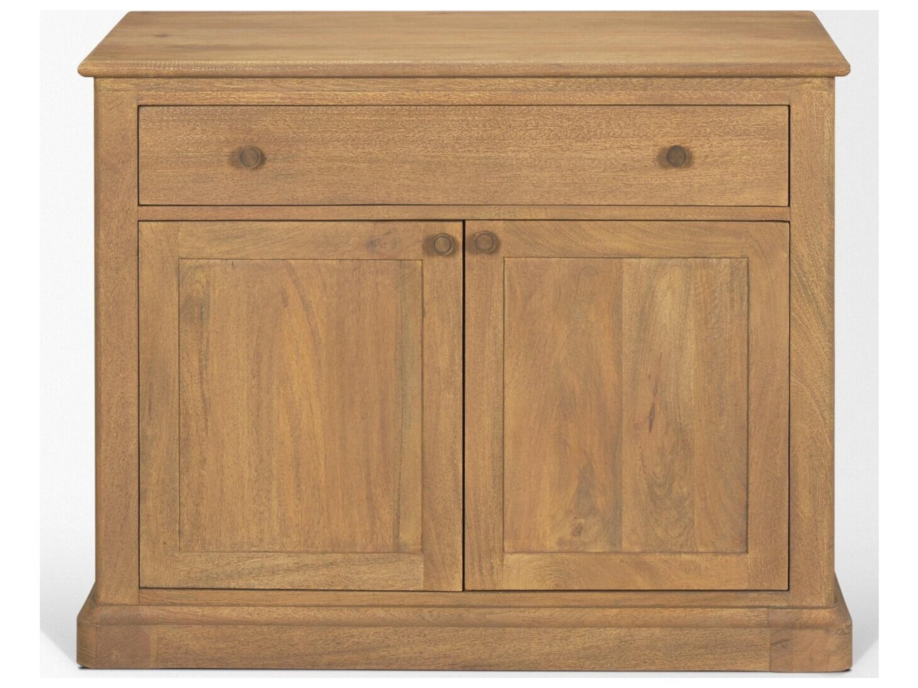 Mercana Baron Light Brown Solid Wood w/ Gunmetal Knobs 2-Door Accent Cabinet