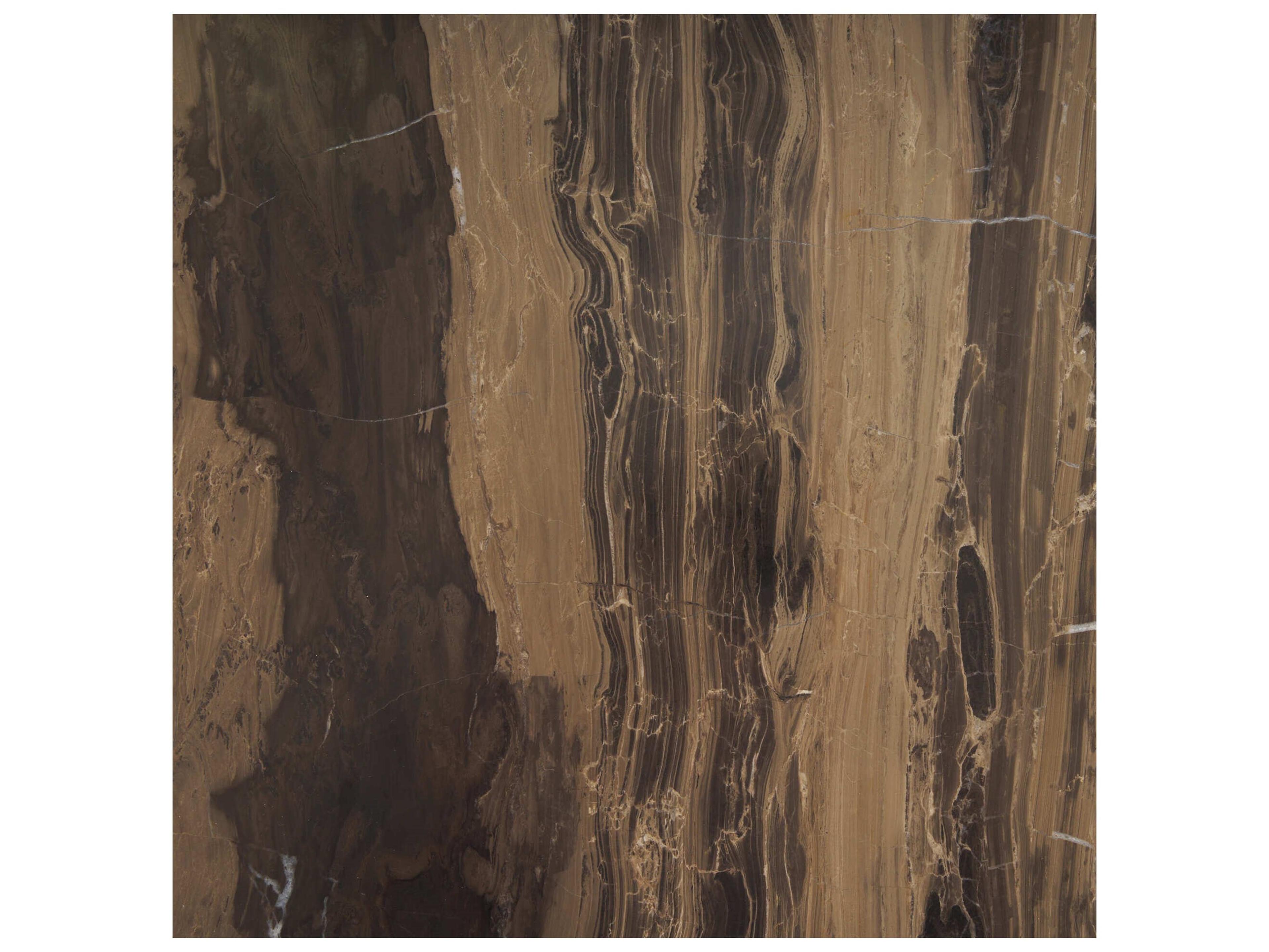 Mercana Jovia Brown Mango Wood W/ Cappuccino Marble Round Side Table