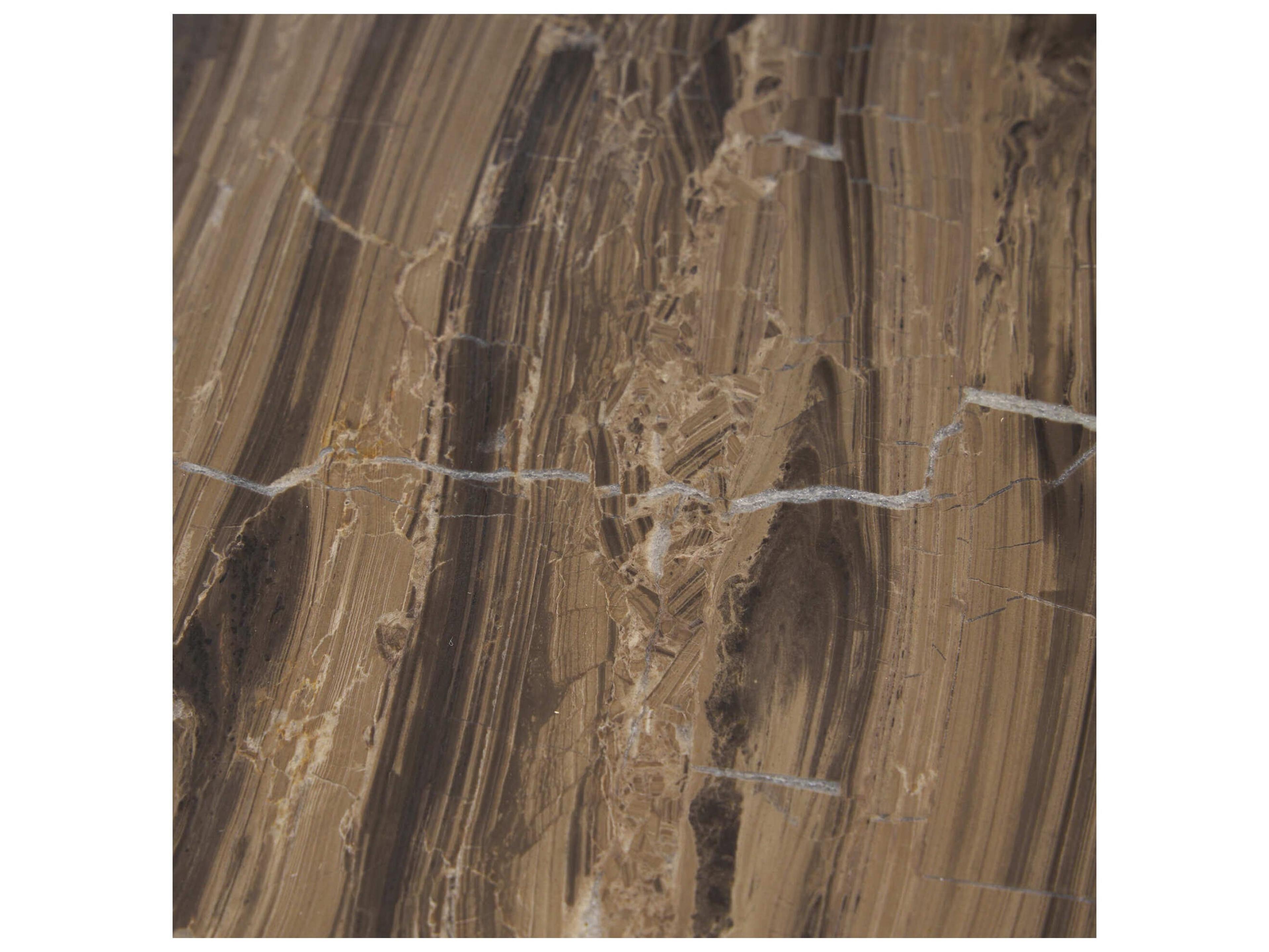 Mercana Jovia Brown Mango Wood W/ Cappuccino Marble Round Side Table