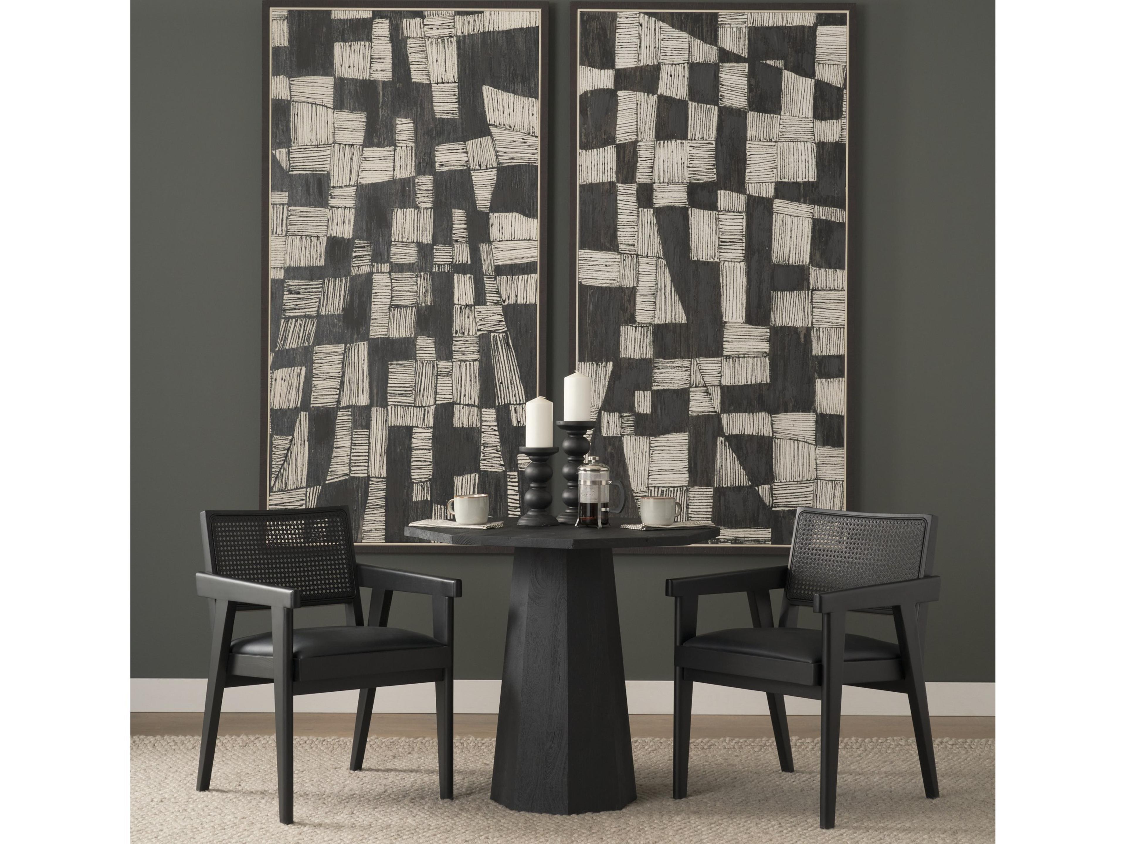 Mercana Wanda Matte Black Wood Pillar Candle Holders (Set of 2)