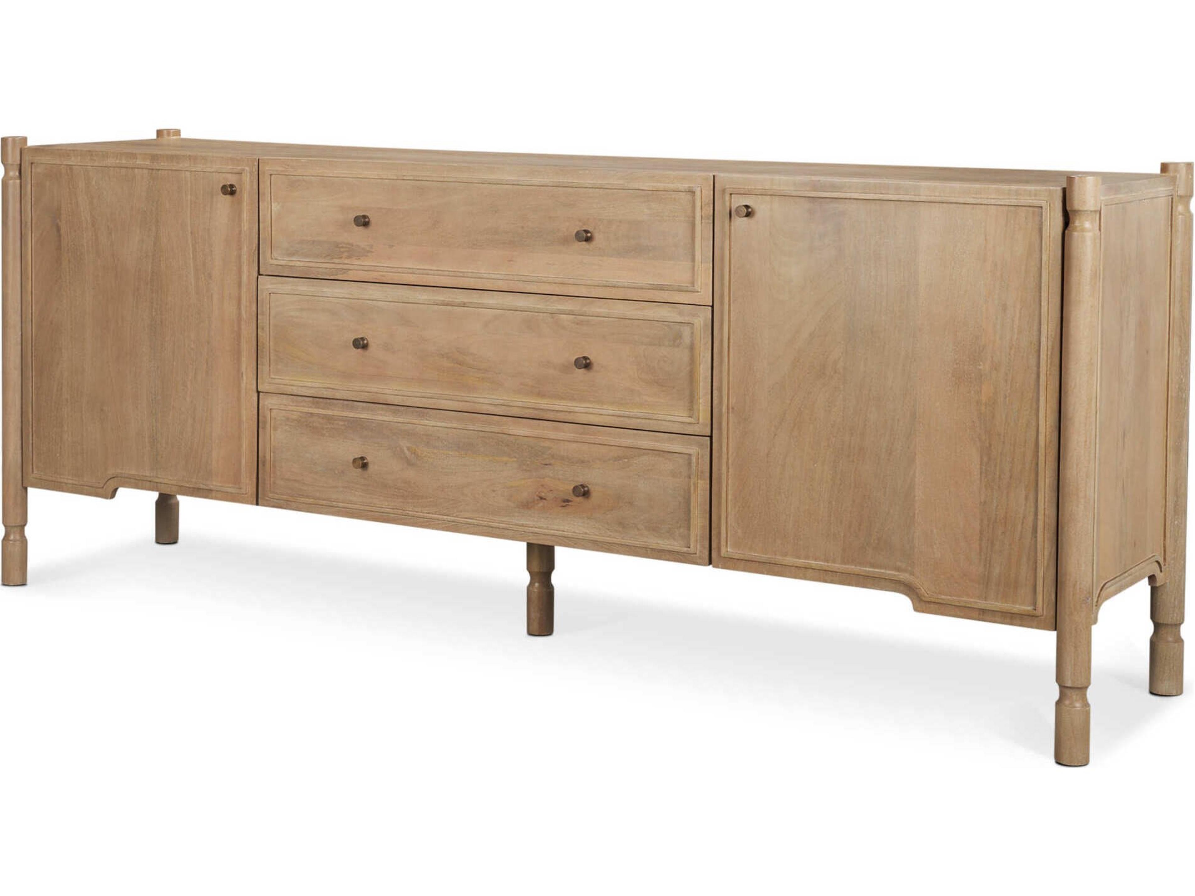 Phil Light Brown Wood 2 Door 3 Drawer Closed Sideboard