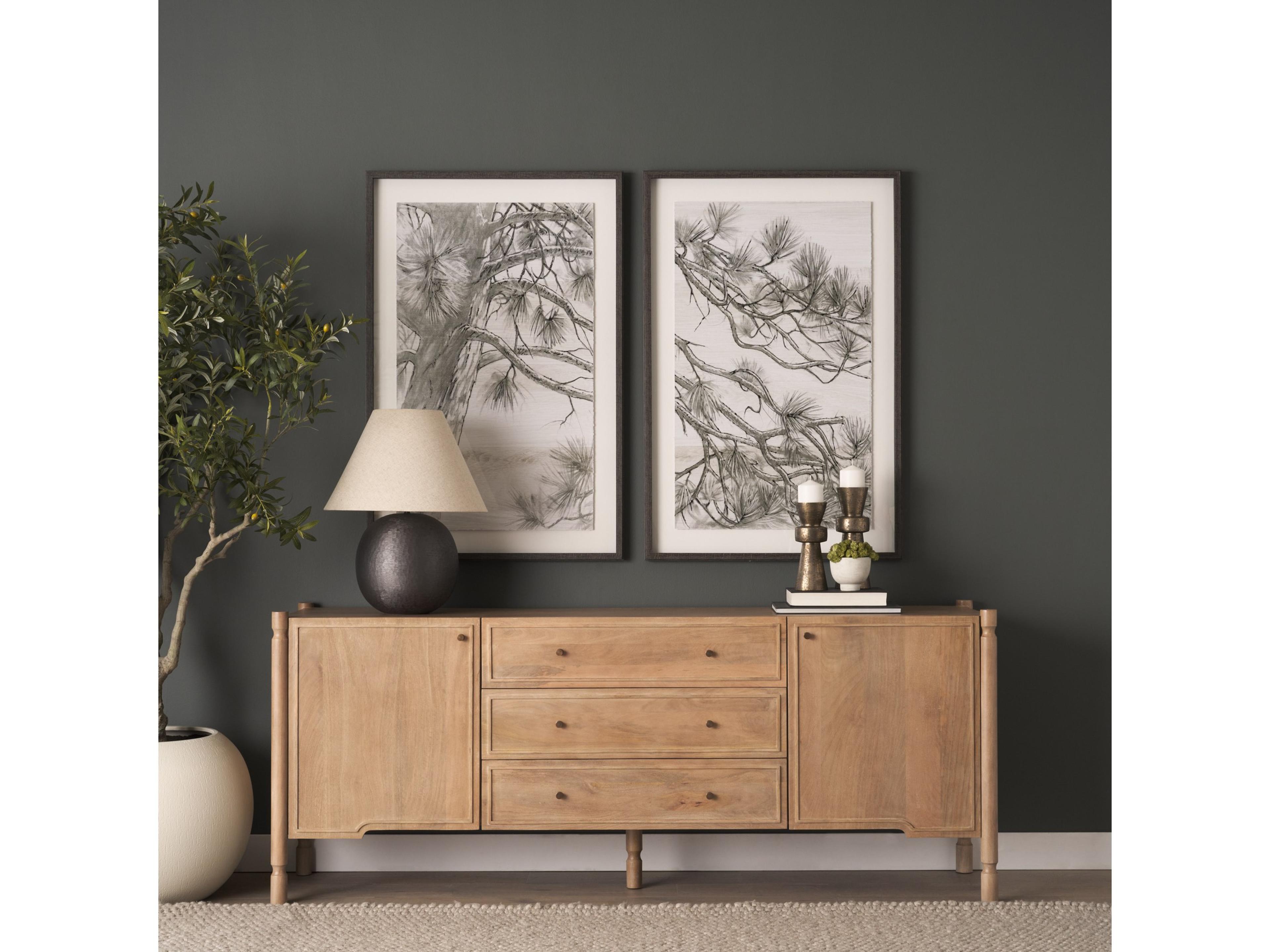 Mercana Phil Light Brown Wood 2 Door 3 Drawer Closed Sideboard