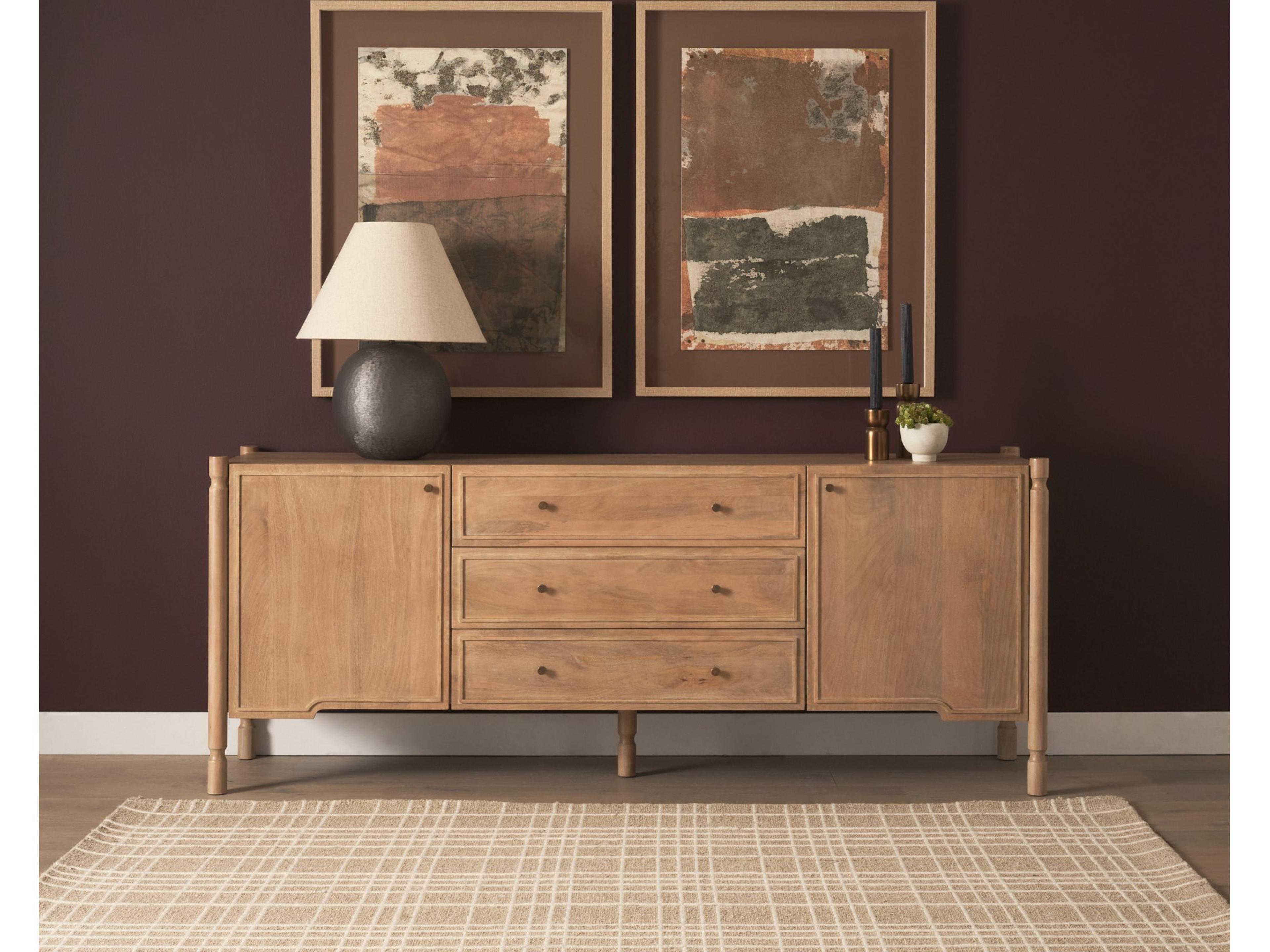 Mercana Phil Light Brown Wood 2 Door 3 Drawer Closed Sideboard