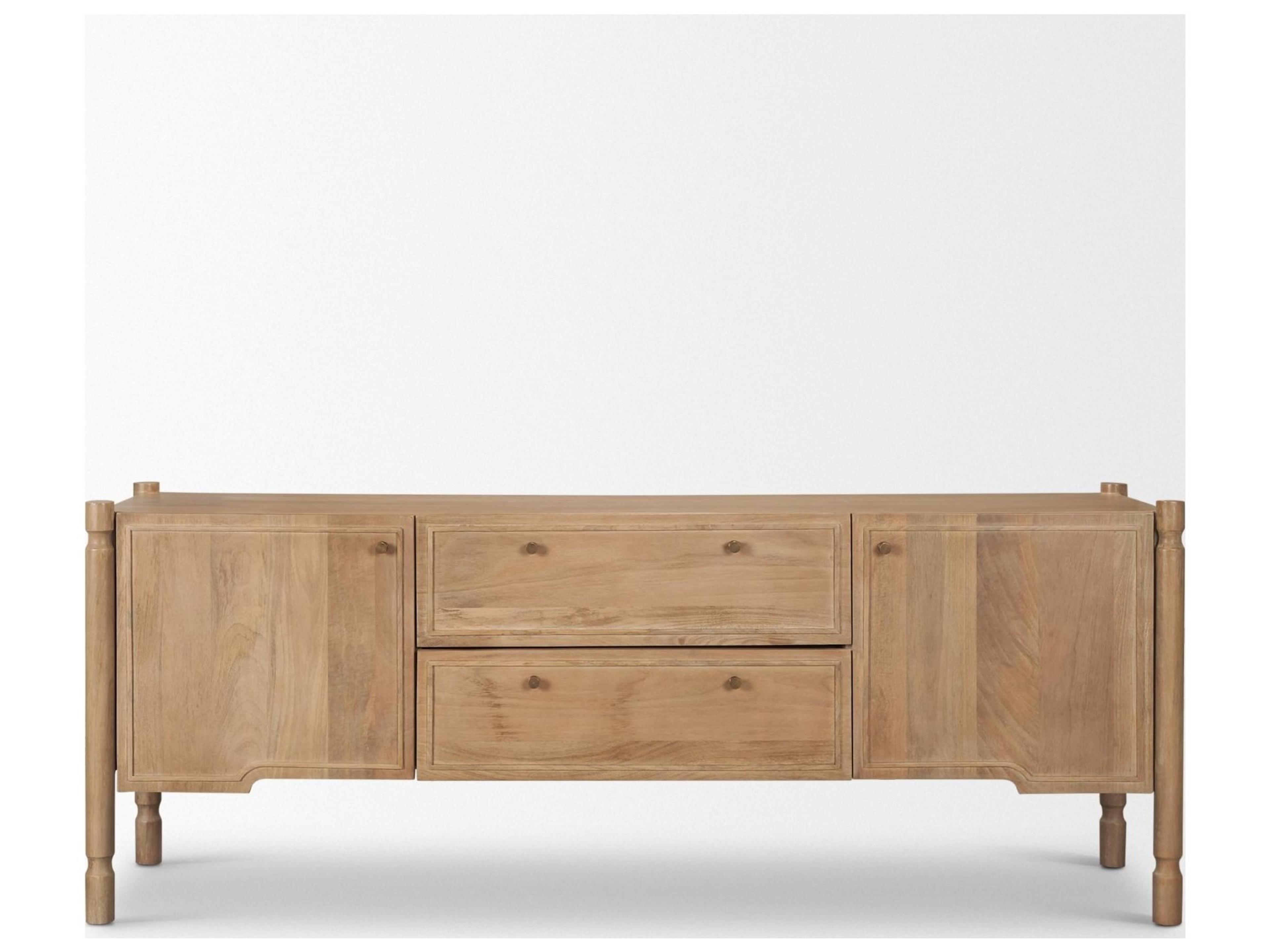 Mercana Phil Light Brown Wood 2 Door 1 Drawer w/ Pull Down Media Console