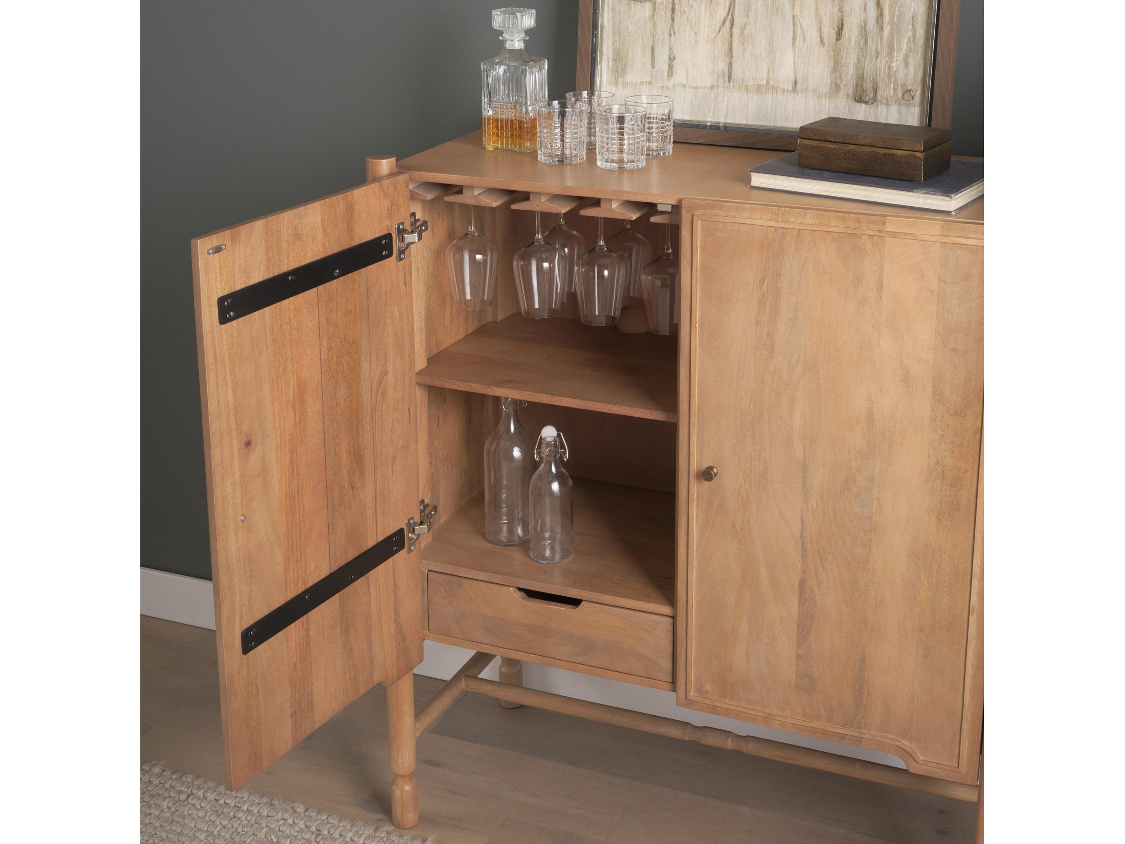 Mercana Phil Light Brown Wood 2 Door Bar Cabinet