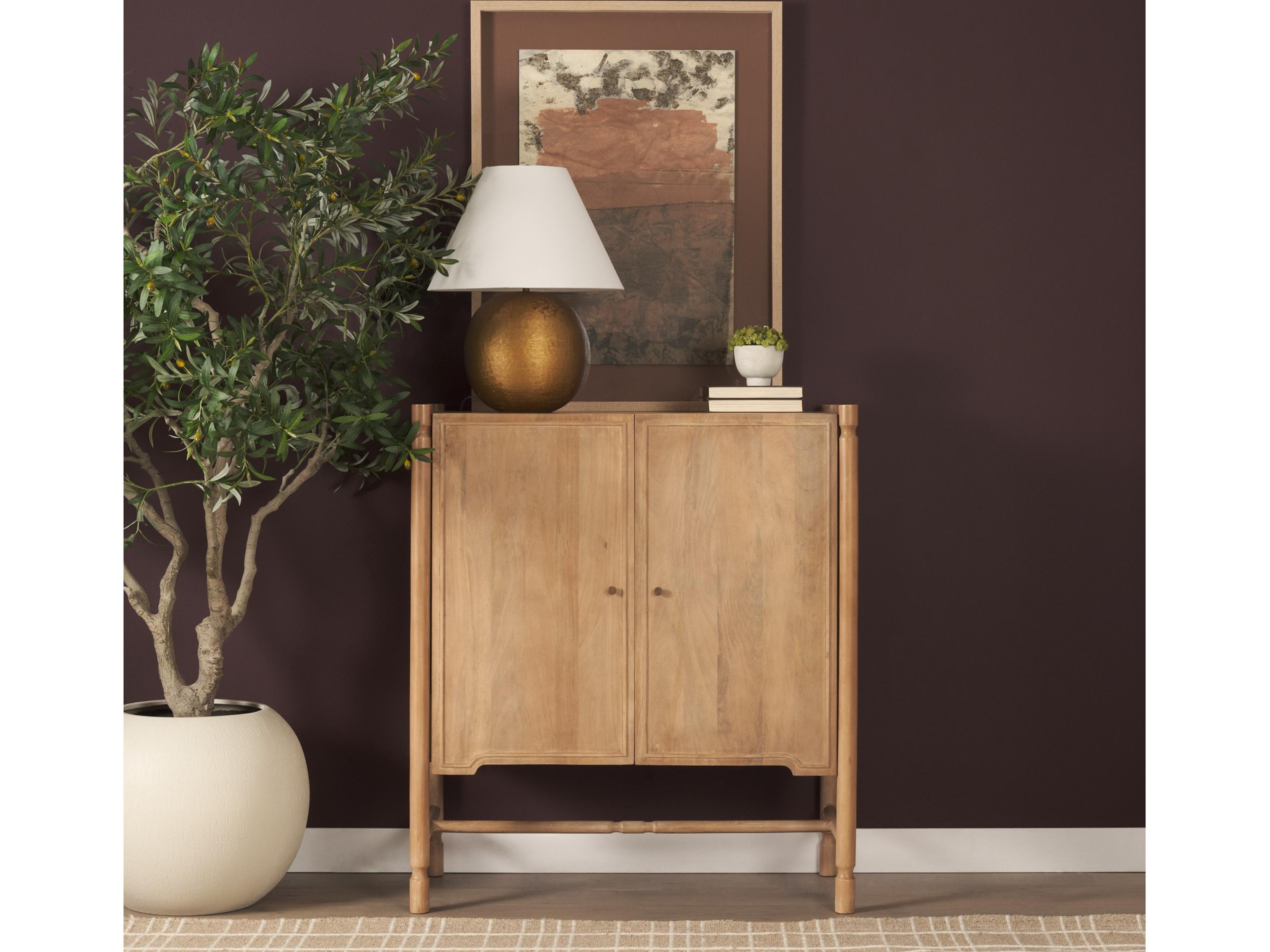 Mercana Phil Light Brown Wood 2 Door Bar Cabinet