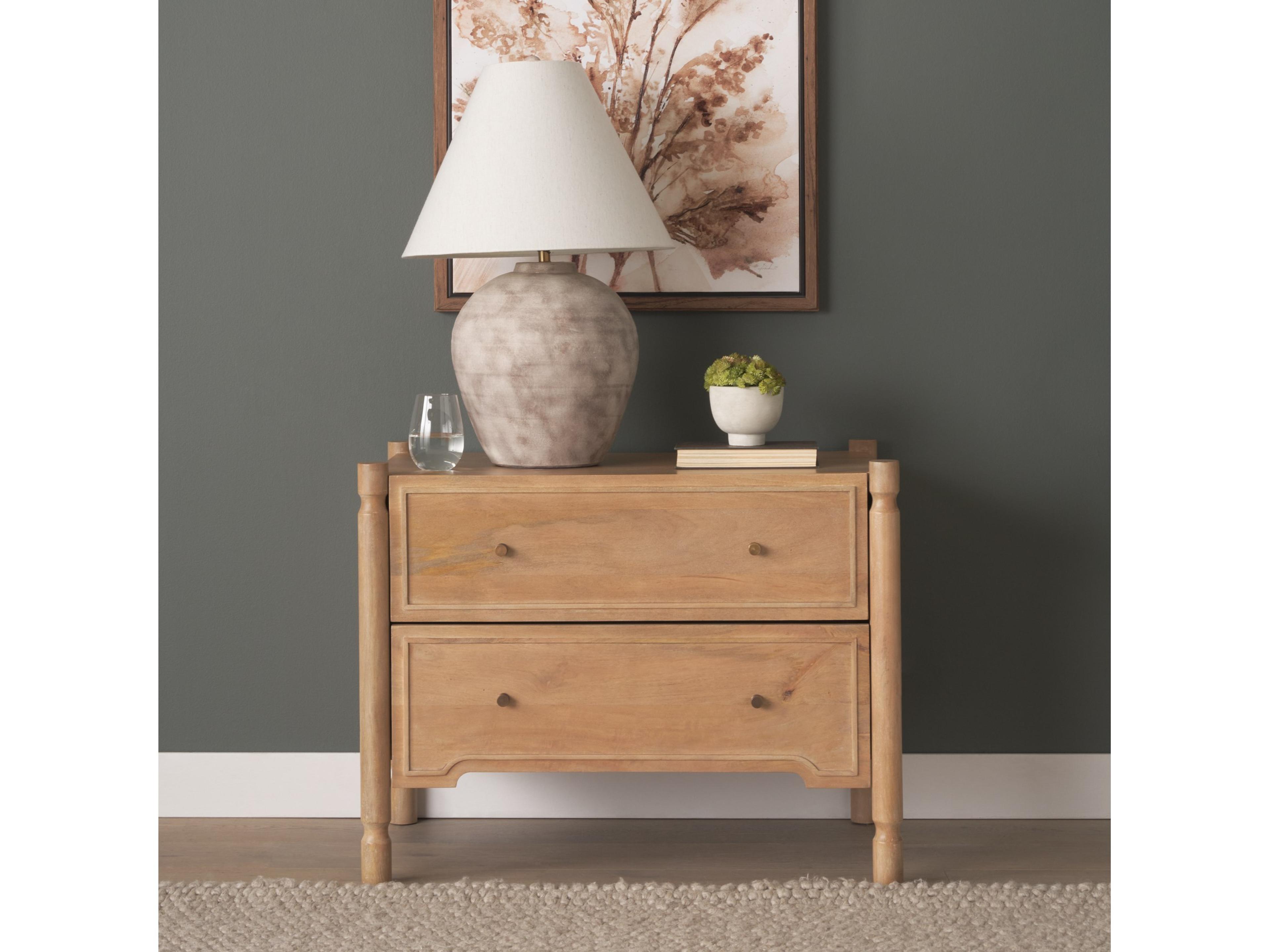 Mercana Phil Light Brown Wood 2 Drawer Accent Cabinet