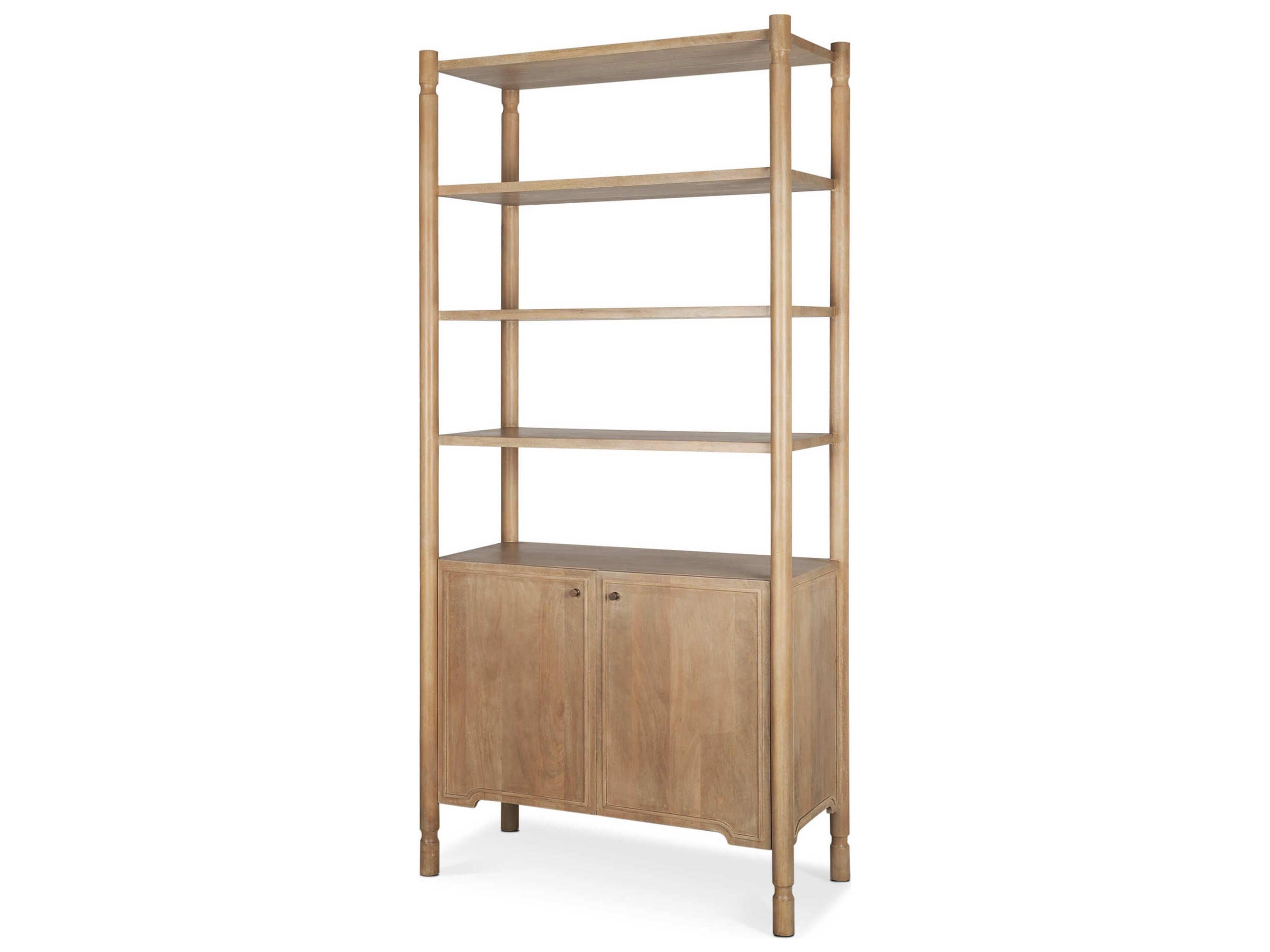 Phil Light Brown Wood 2 Door 3 Shelves Open Shelving Unit