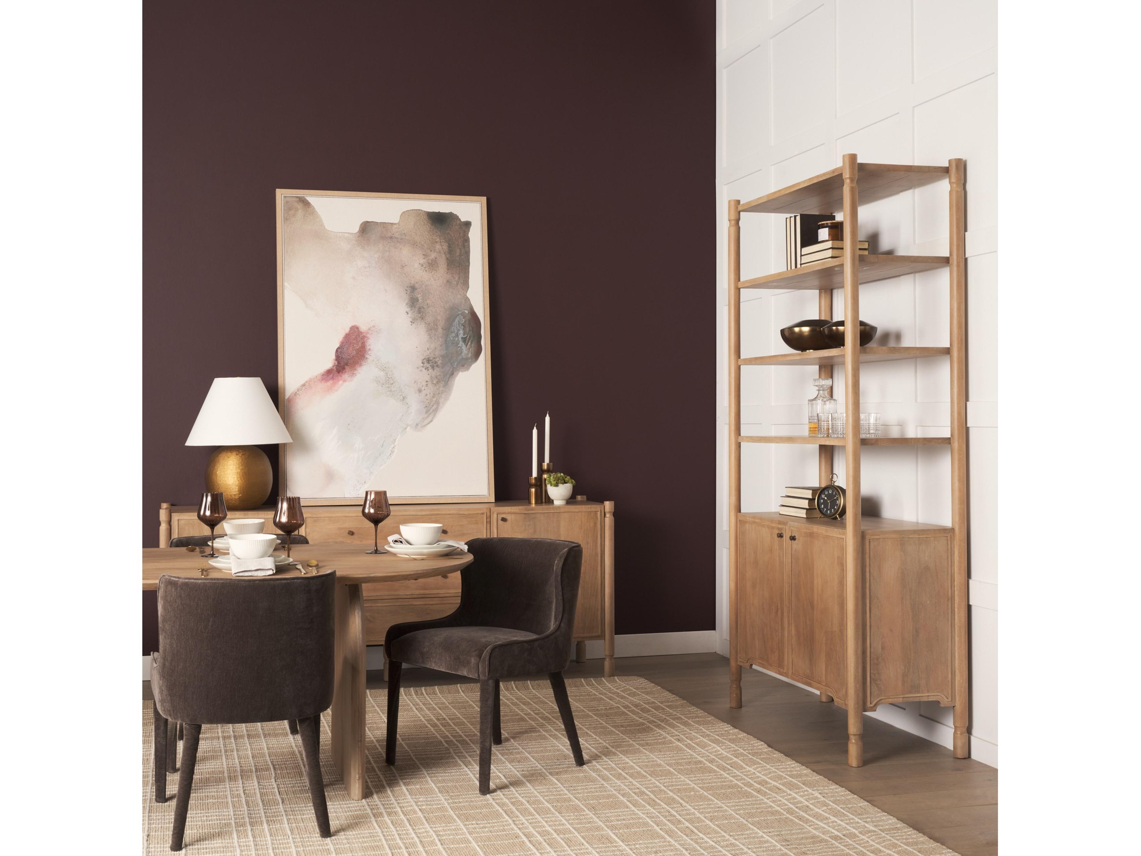 Mercana Phil Light Brown Wood 2 Door 3 Shelves Open Shelving Unit