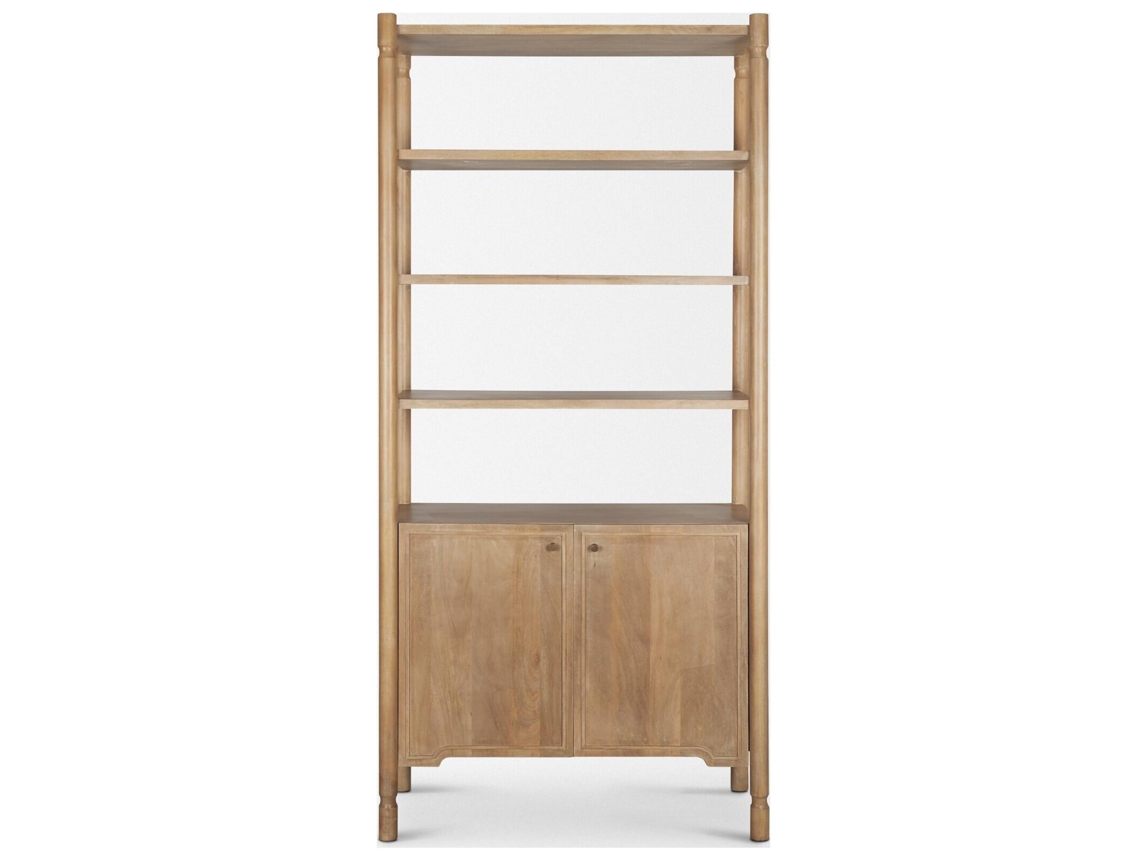 Mercana Phil Light Brown Wood 2 Door 3 Shelves Open Shelving Unit