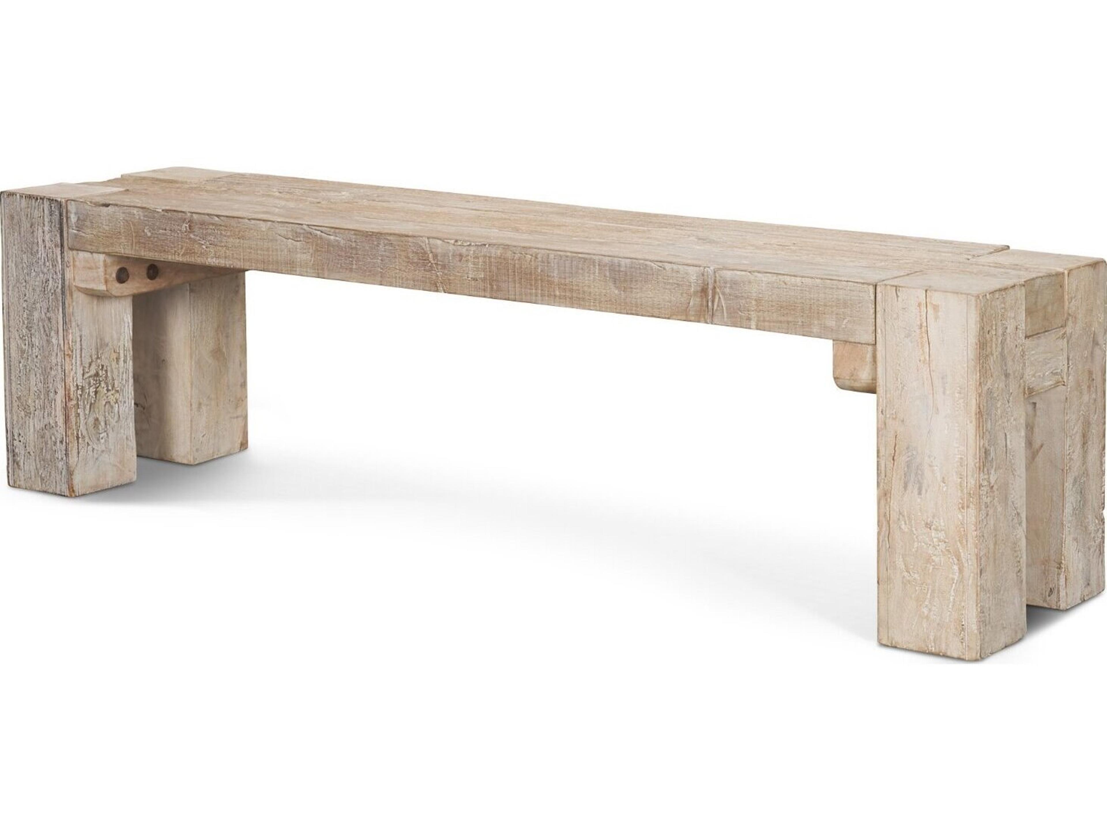 McArthur 64" Whitewash Reclaimed Wood Bench