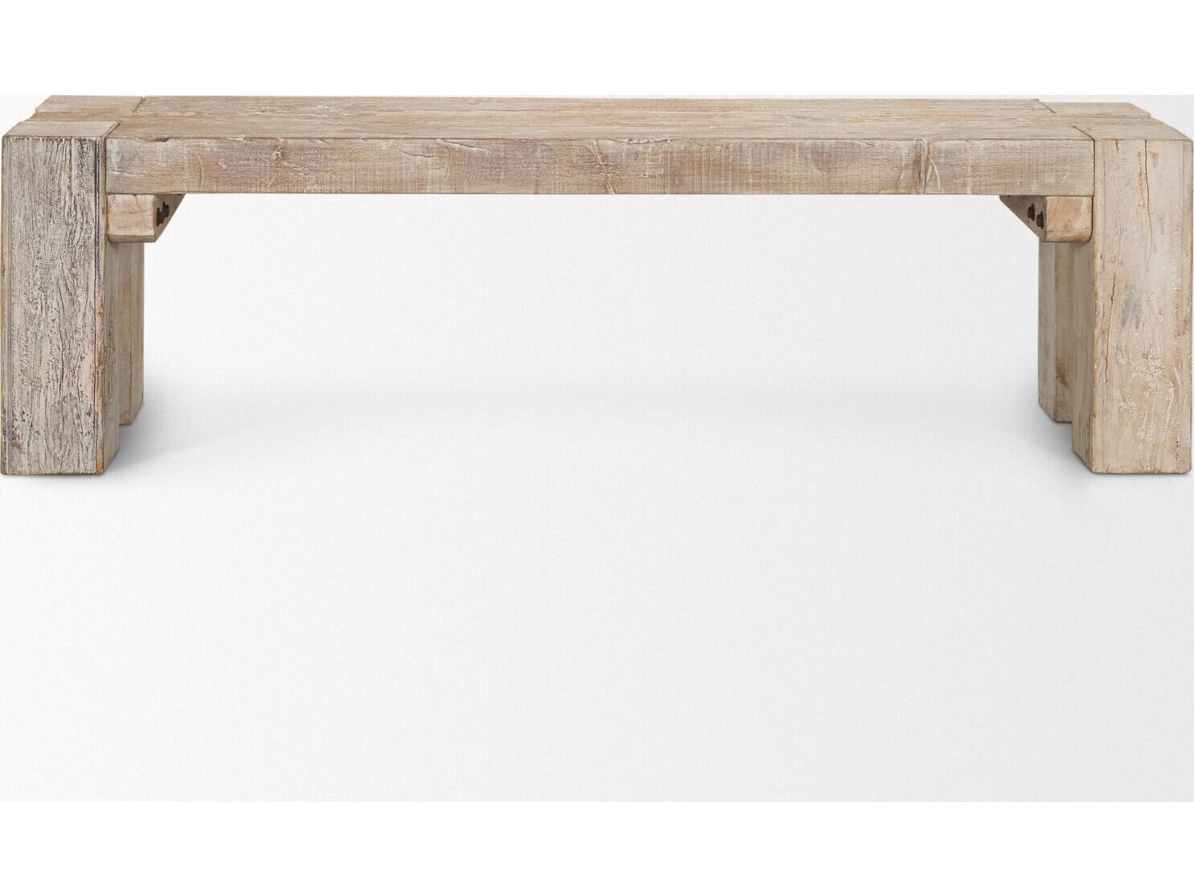 Mercana McArthur 64" Whitewash Reclaimed Wood Bench