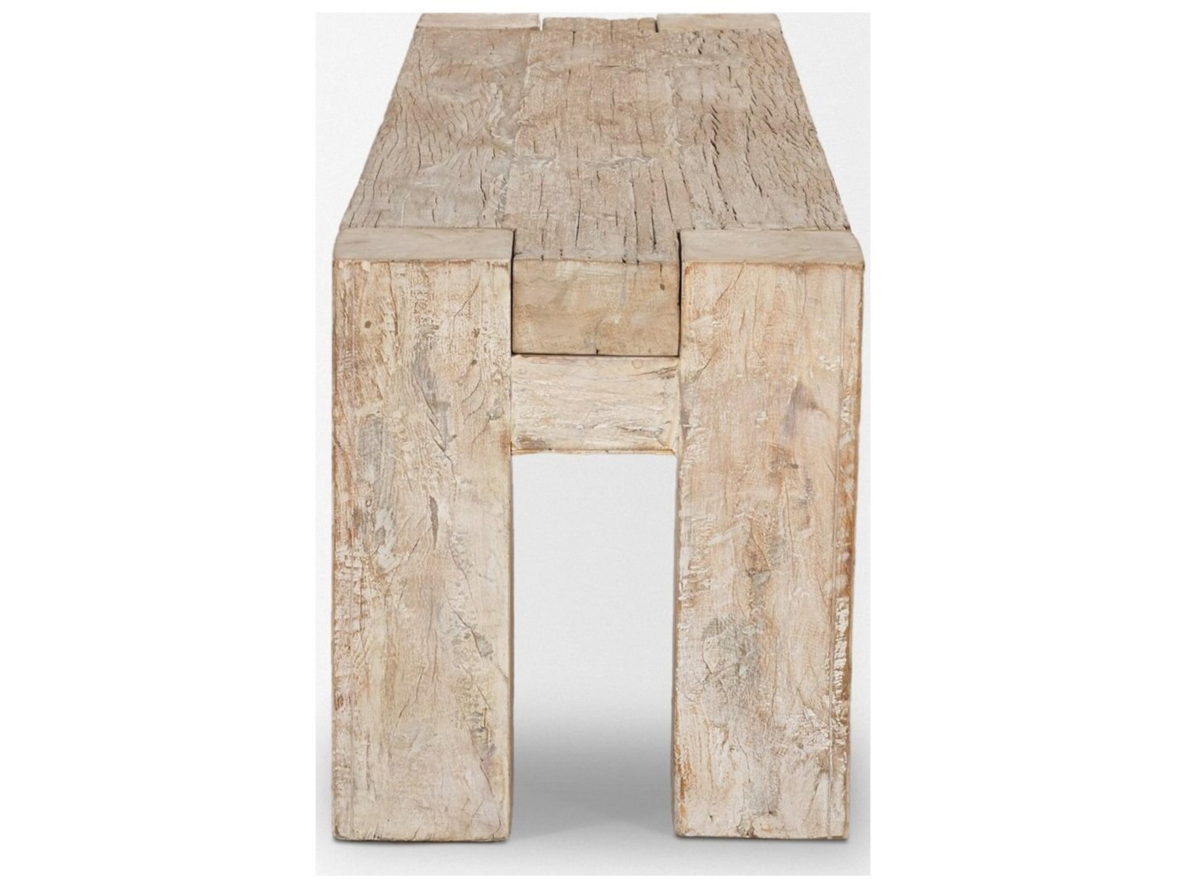 Mercana McArthur 64" Whitewash Reclaimed Wood Bench