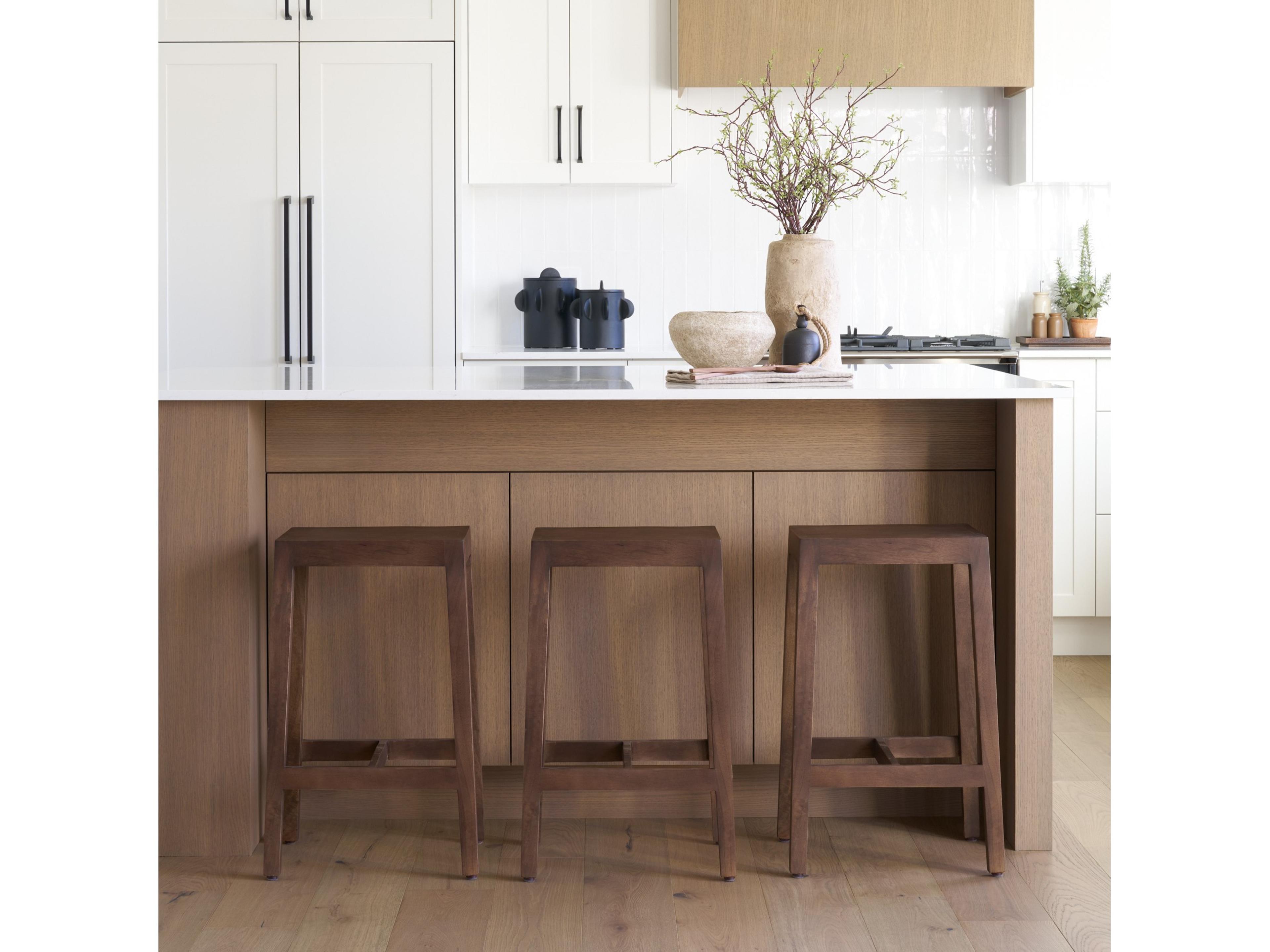 Mercana Colony Medium-Dark Brown Solid Wood Counter Stool