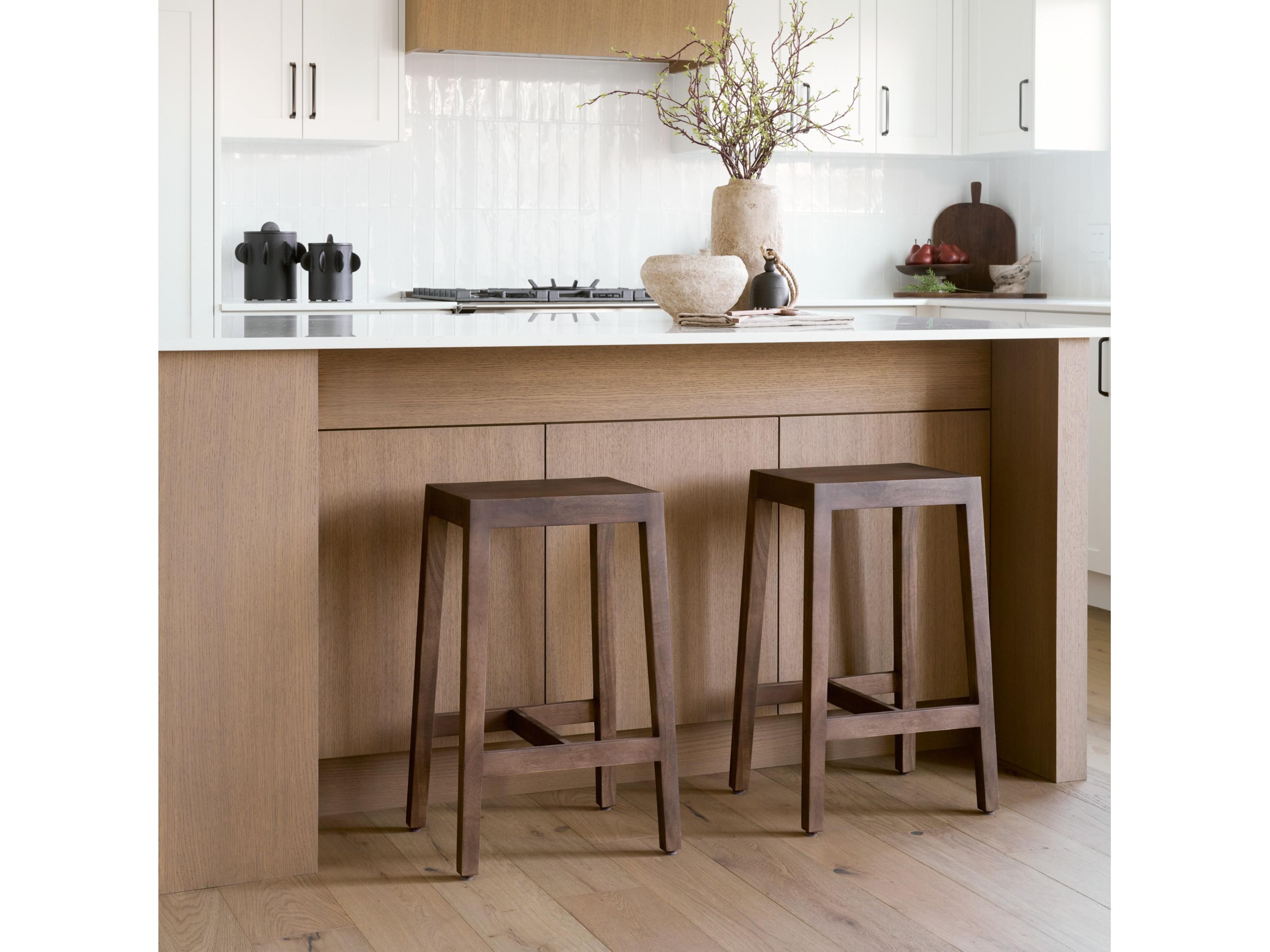 Mercana Colony Medium-Dark Brown Solid Wood Counter Stool