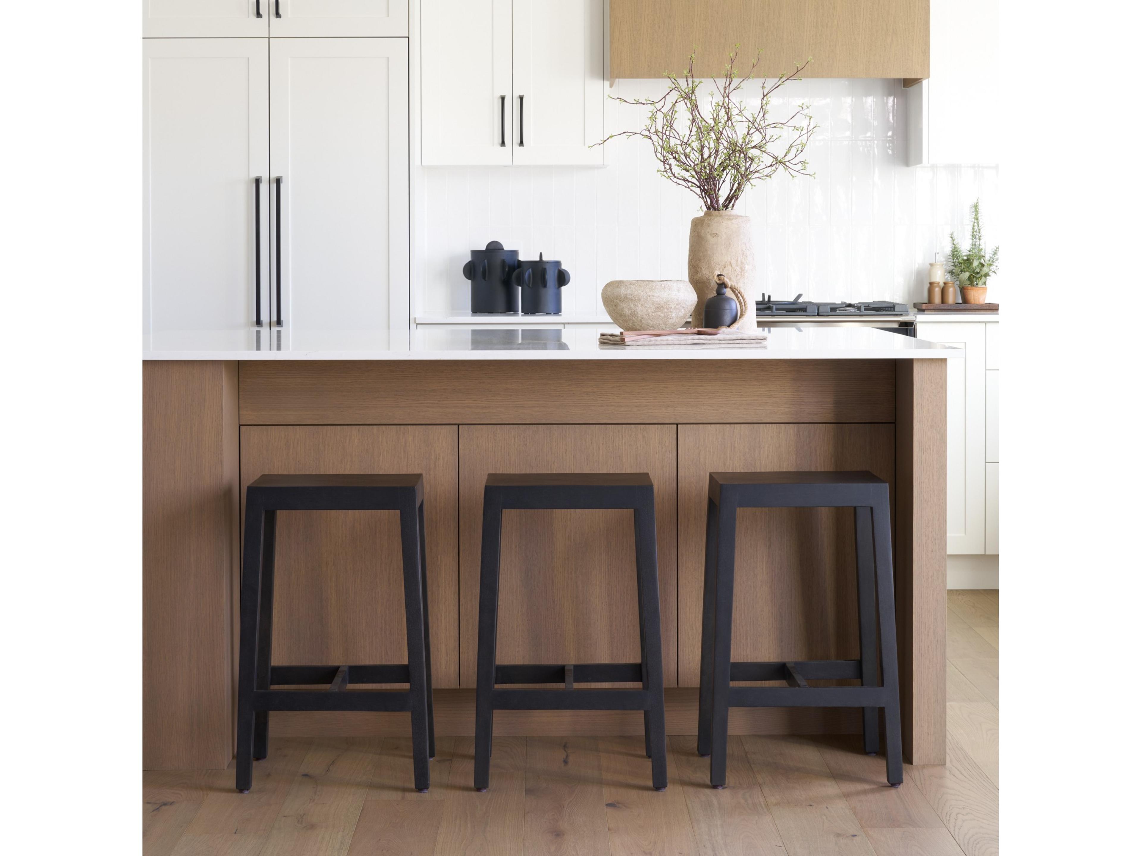 Mercana Colony Black-Brown Solid Wood Counter Stool