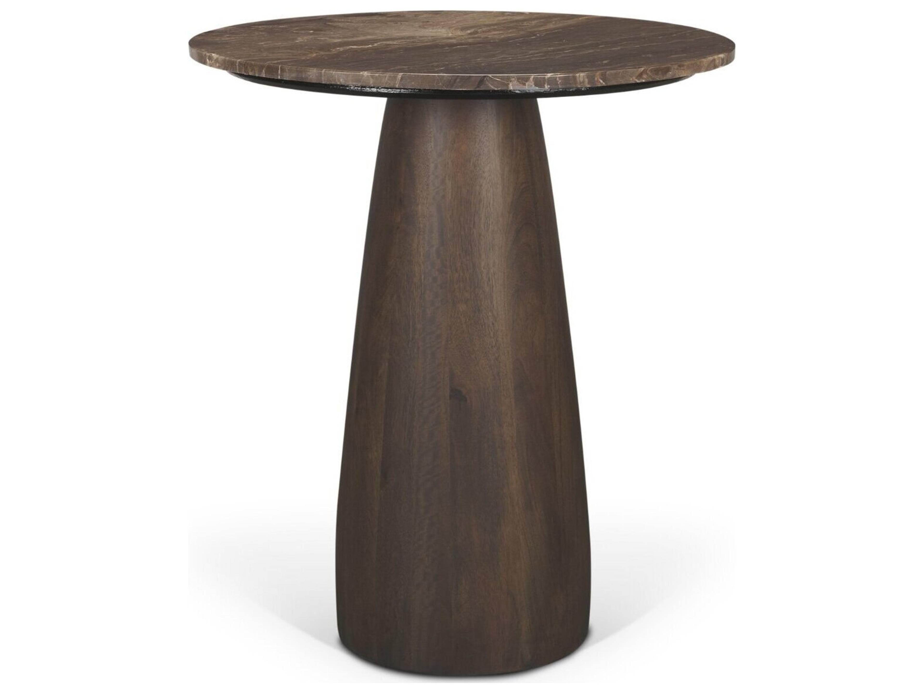 Allyson 32" Round Dark Brown wood w/ Cappuccino Marble Top Bistro Table