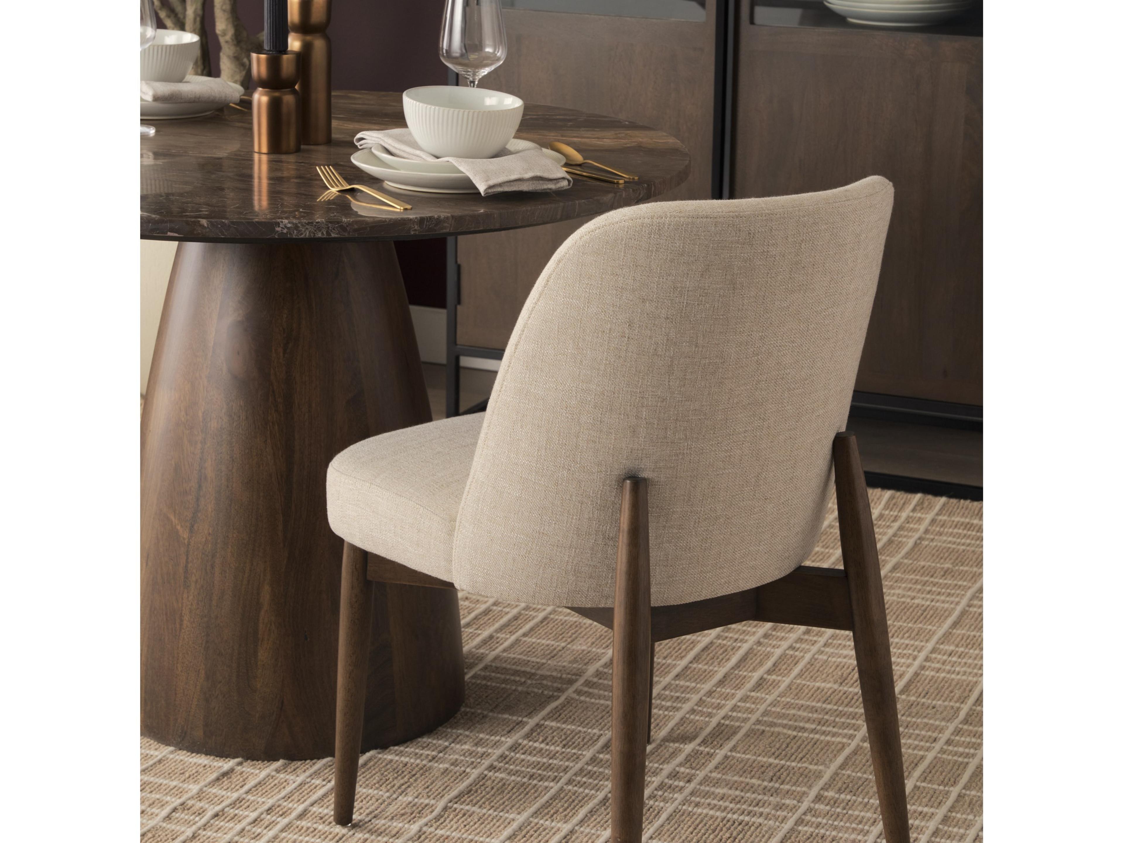 Mercana Allyson 42" Round Dark Brown w/ Cappuccino Marble Pedestal Dining Table