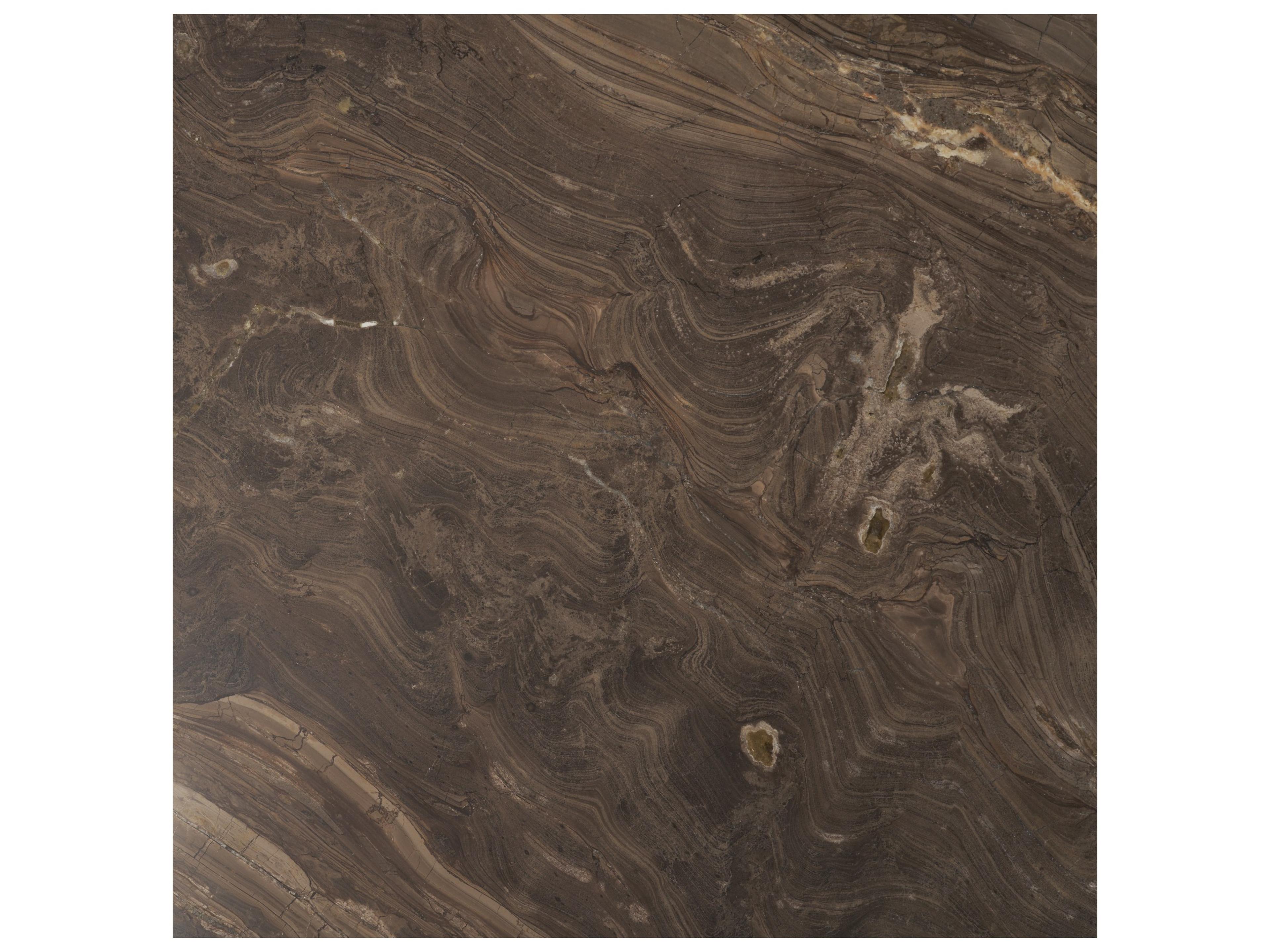 Mercana Allyson 54" Round Dark Brown w/ Cappuccino Marble Pedestal Dining Table