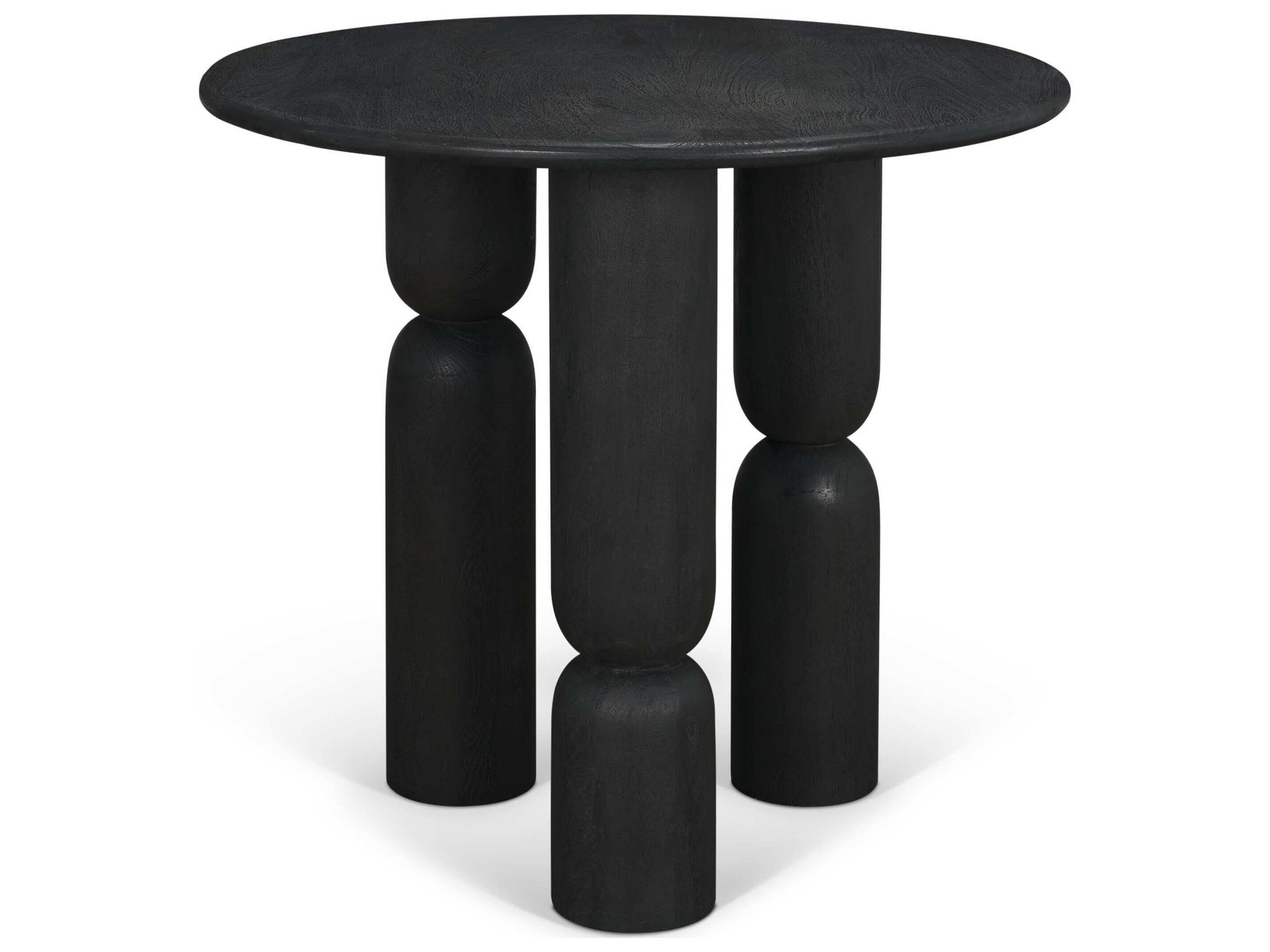 Sonel Matte Black Wood Pedestal Foyer Table