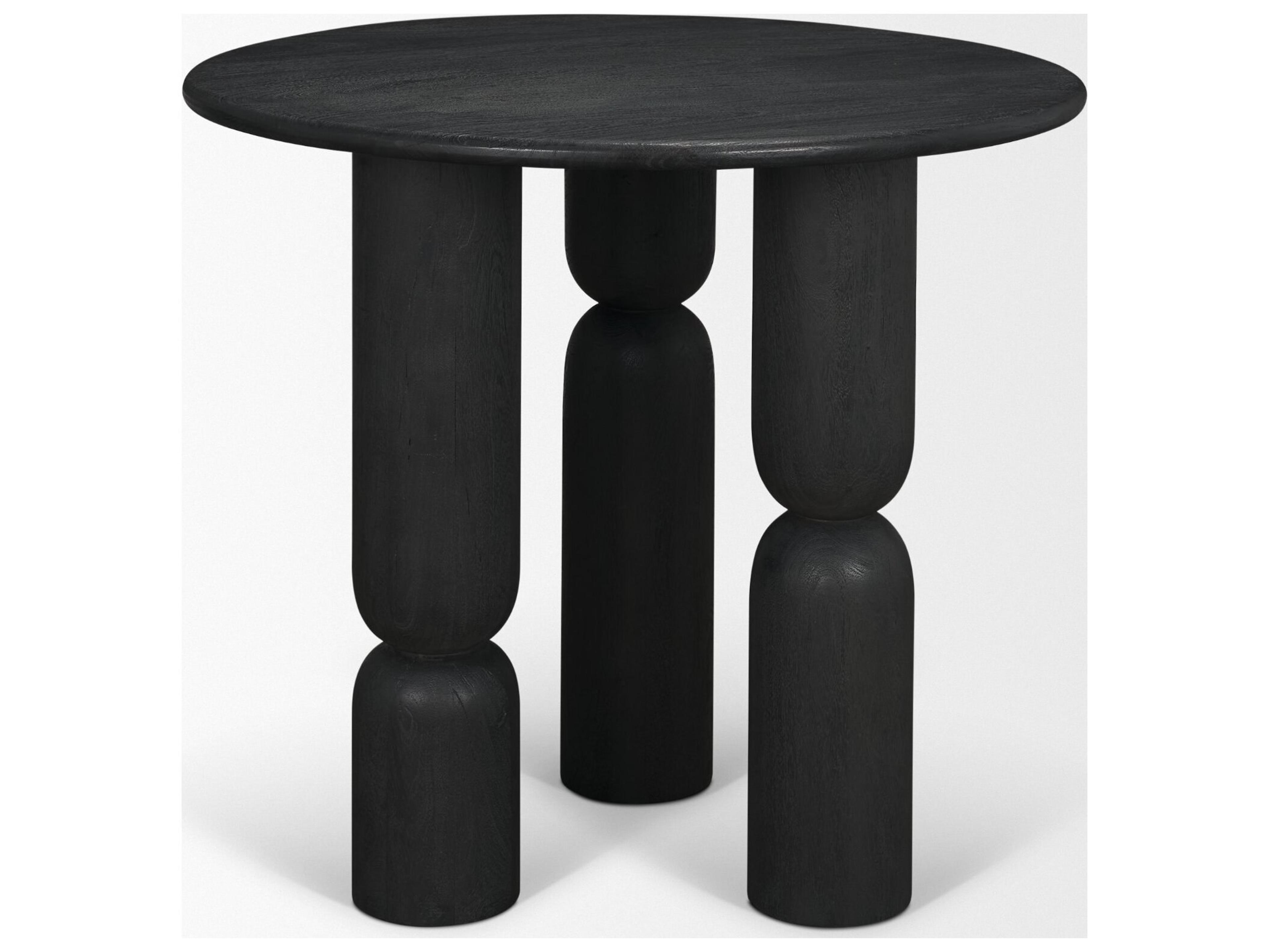 Mercana Sonel Matte Black Wood Pedestal Foyer Table