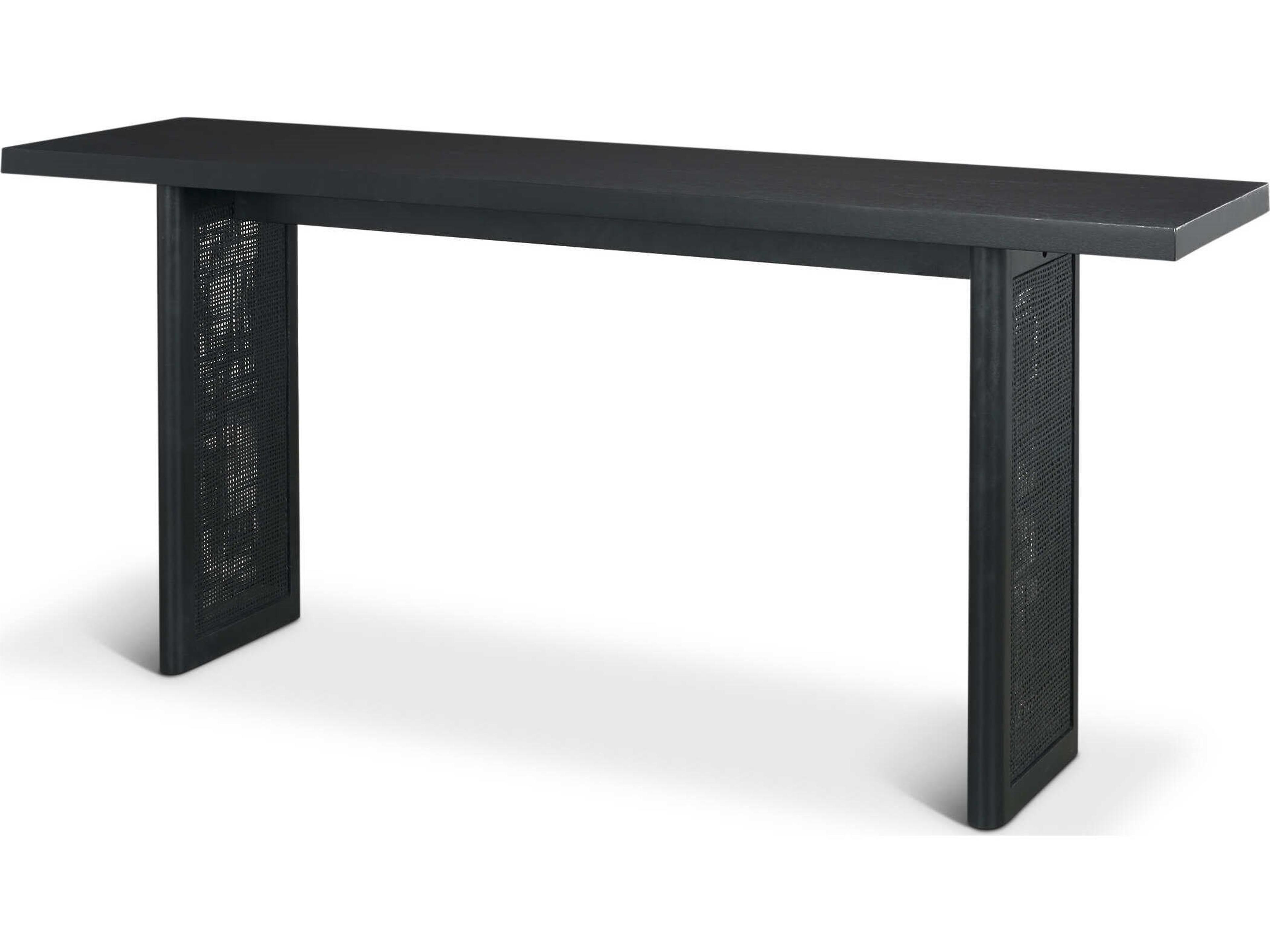 Grier 65" Black Wood w/ Black Cane Console Table