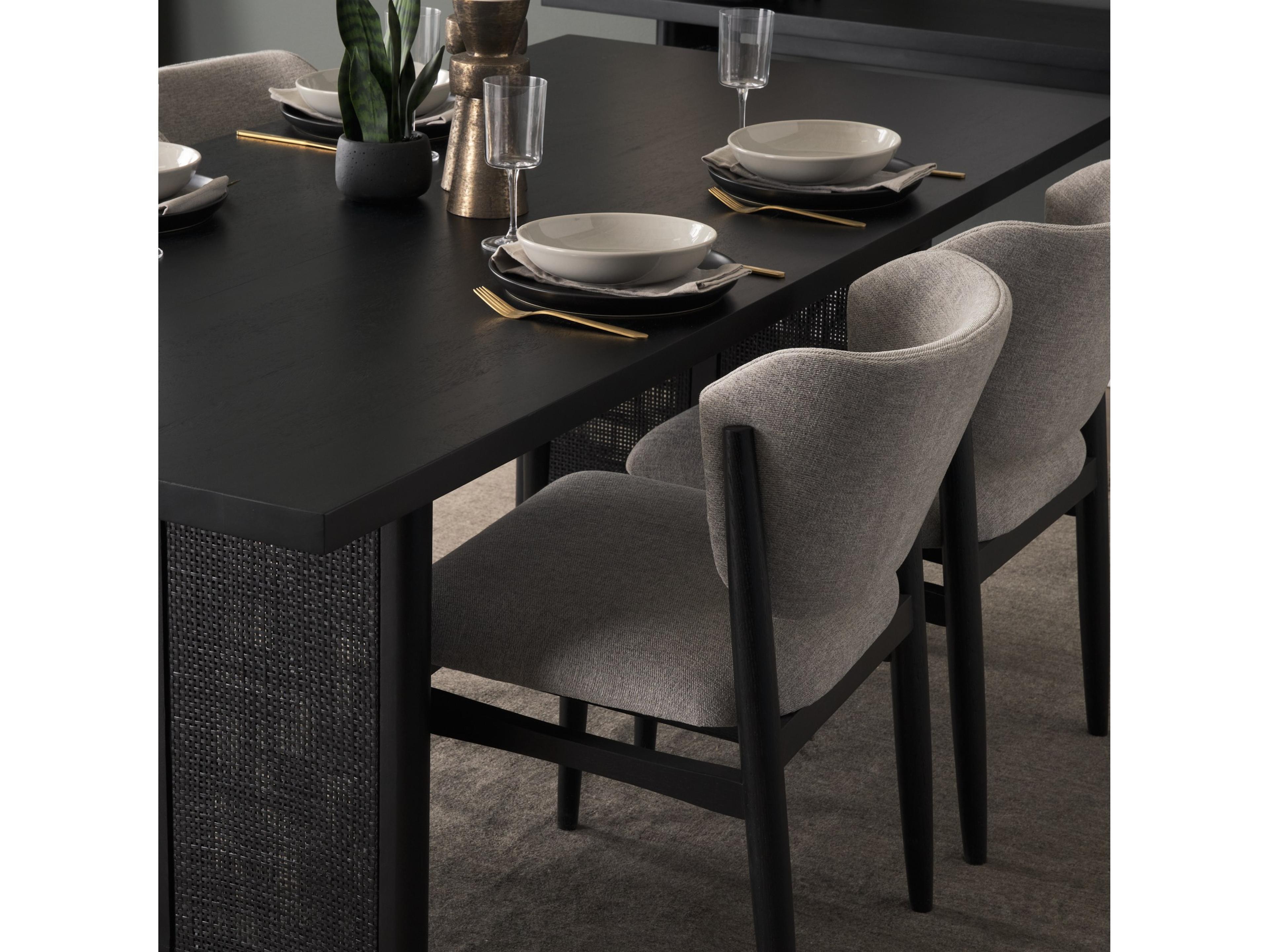 Mercana Grier 84" Black Wood w/ Black Cane Dining Table