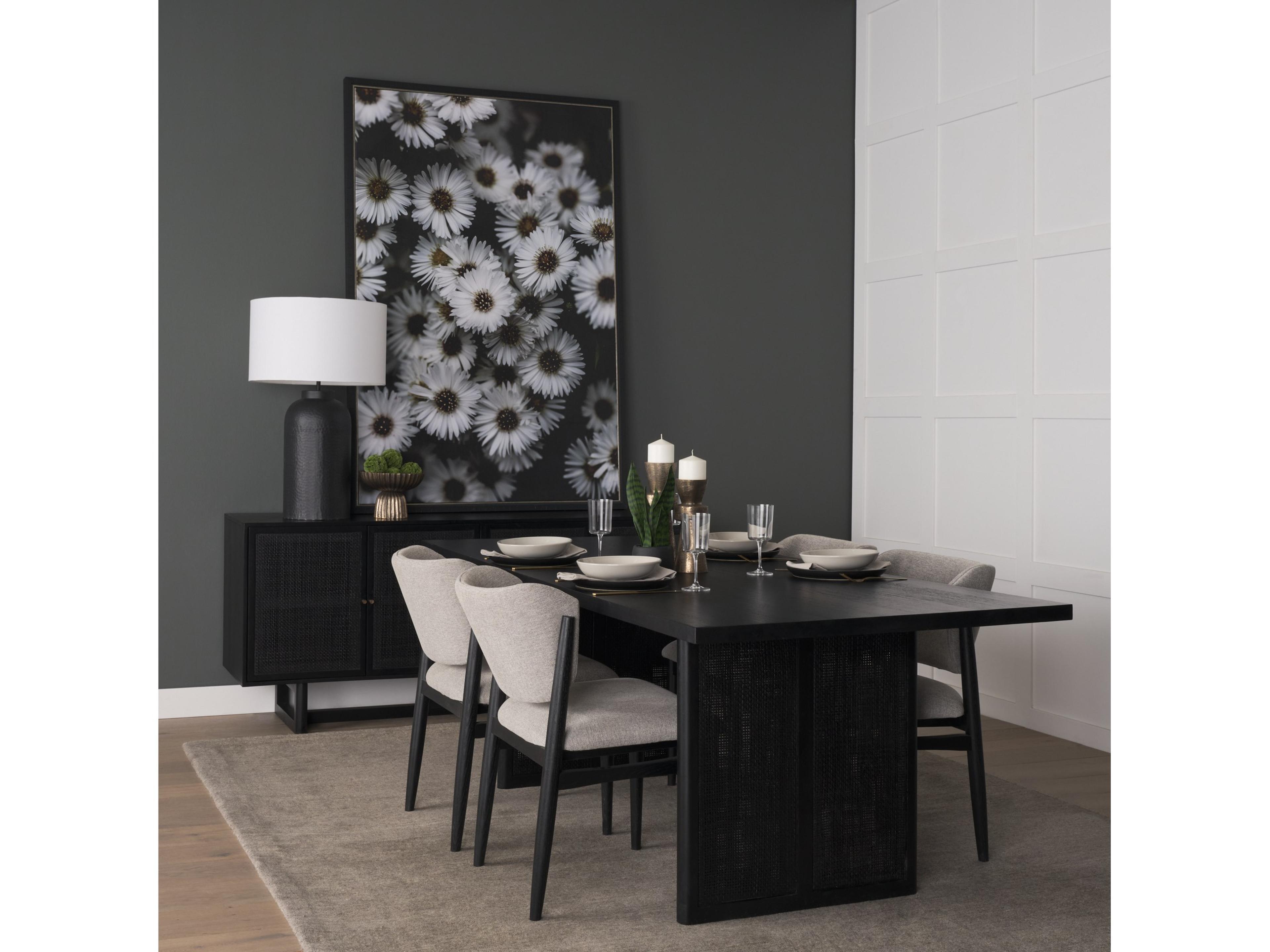 Mercana Grier 72" Black Wood W/ Black Cane Sideboard