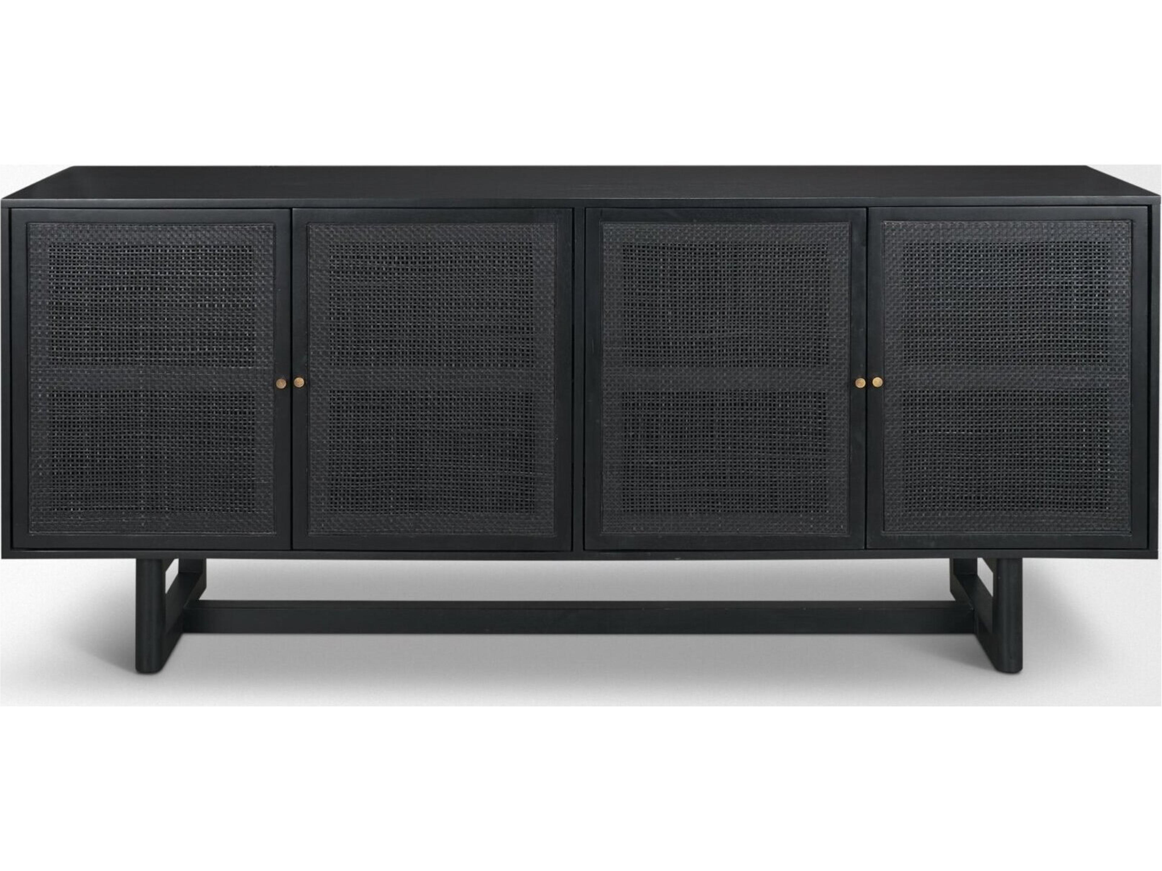 Mercana Grier 72" Black Wood W/ Black Cane Sideboard