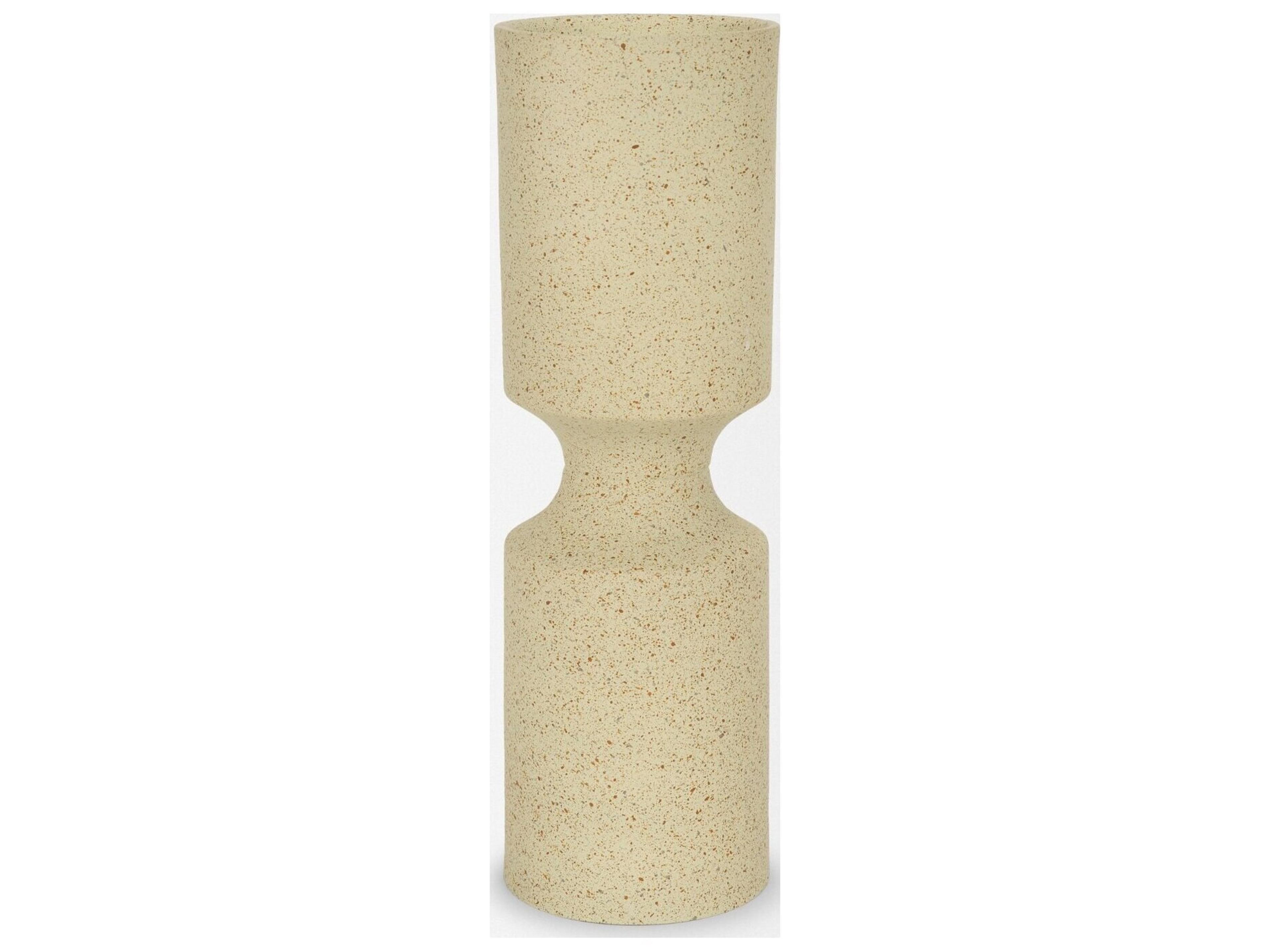 Mercana Akira Large Textured Beige Metal Pillar Candle Holder