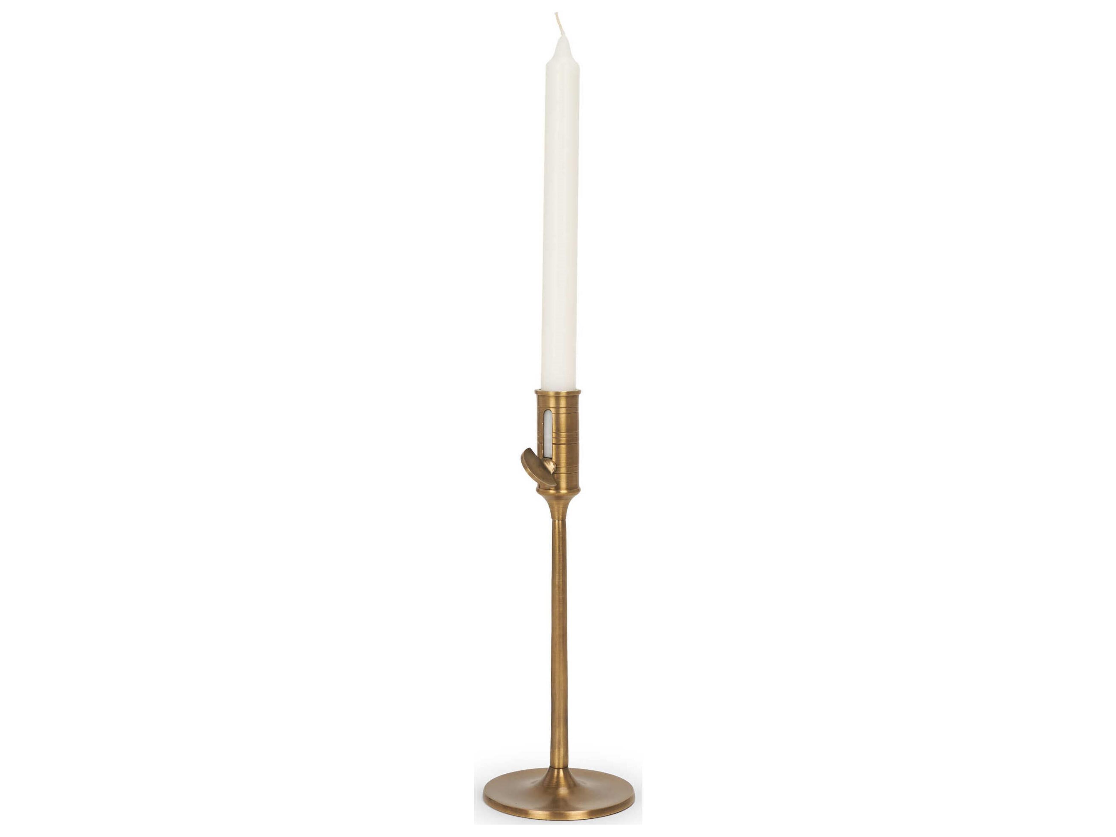 Chantria Small Solid Natural Brass Adjustable Taper Candle Holder