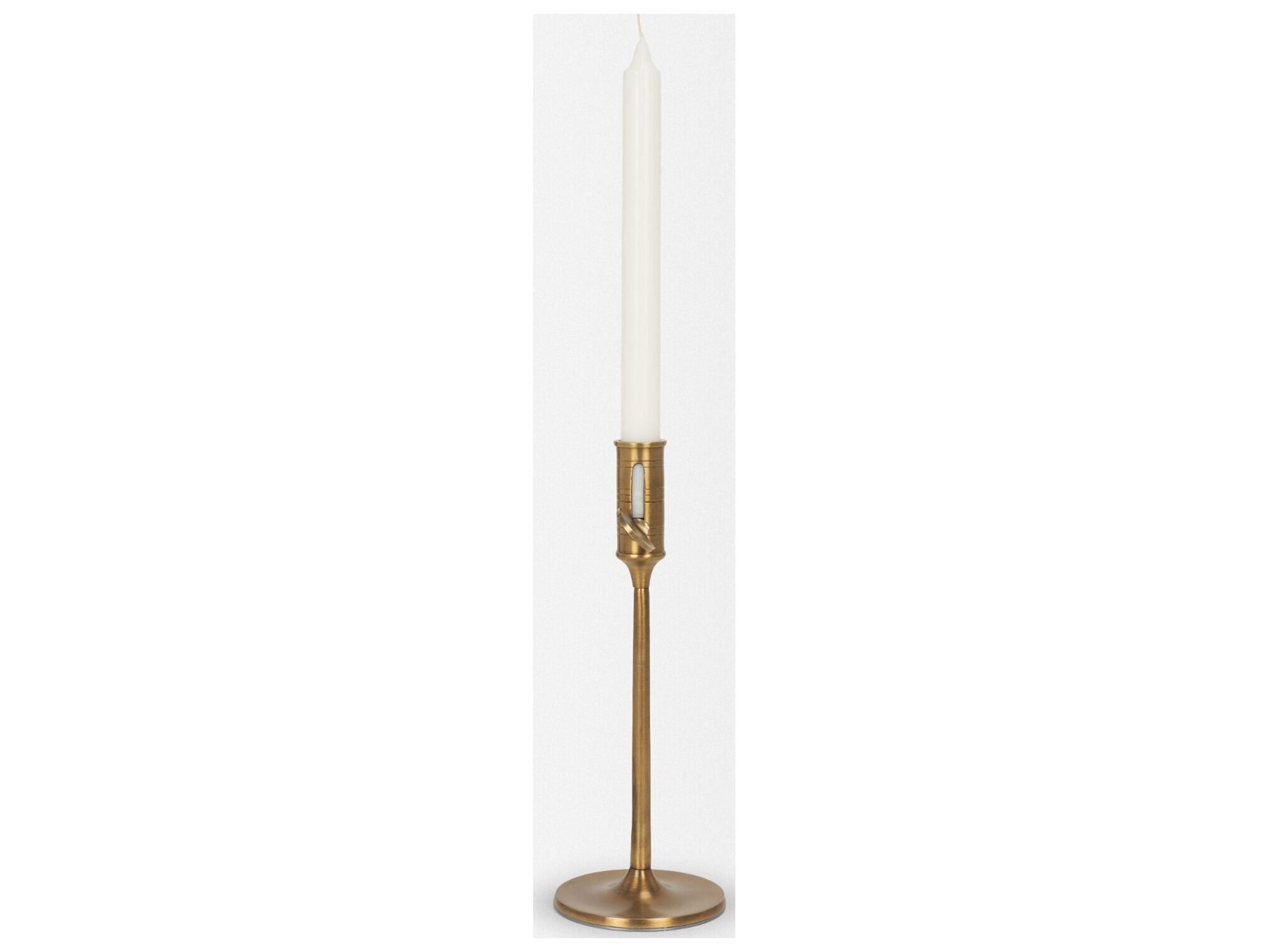 Mercana Chantria Small Solid Natural Brass Adjustable Taper Candle Holder