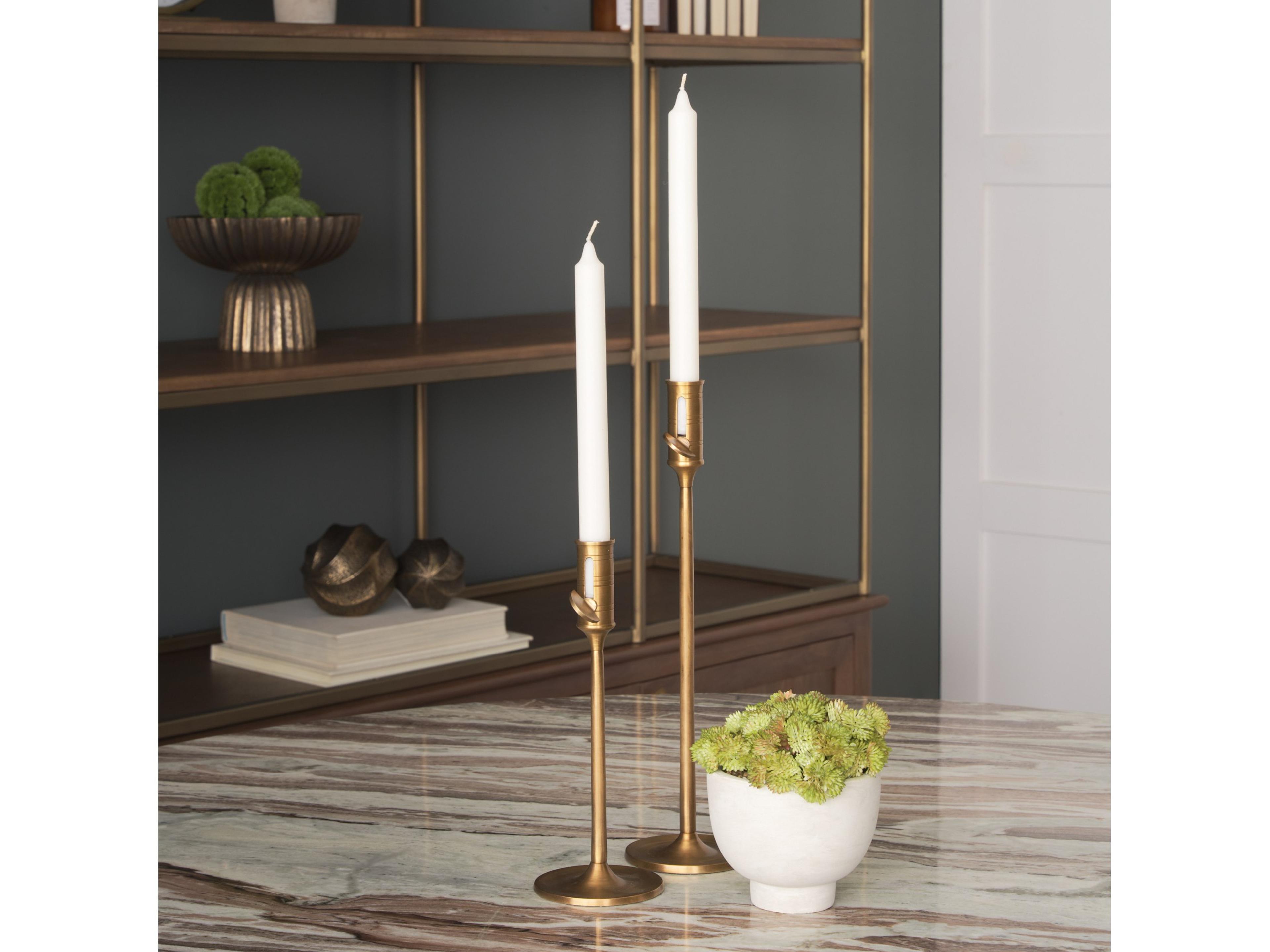 Mercana Chantria Large Solid Natural Brass Adjustable Taper Candle Holder