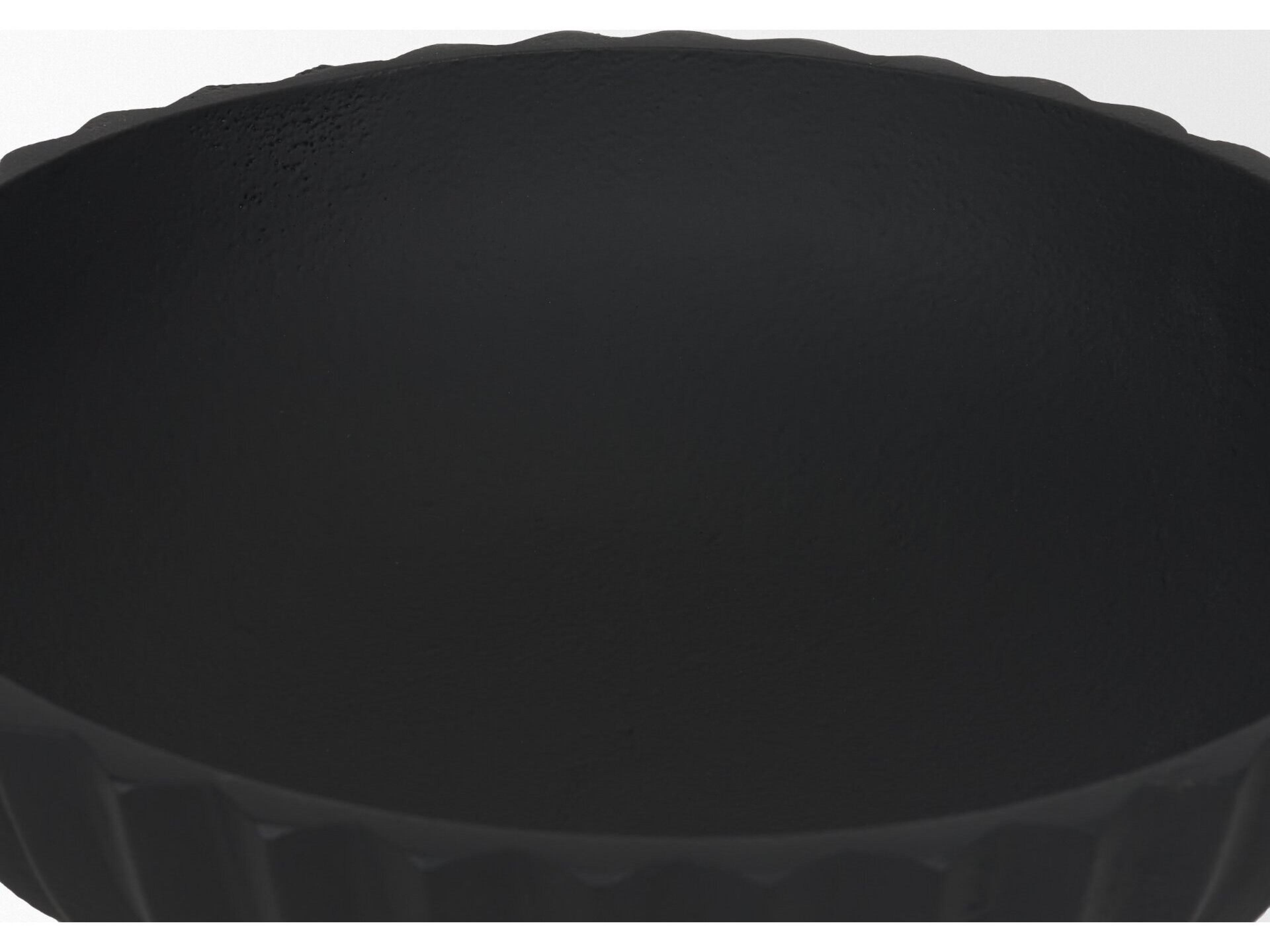 Mercana Ciaran Smooth Fluted Matte Black Metal Decorative Bowl