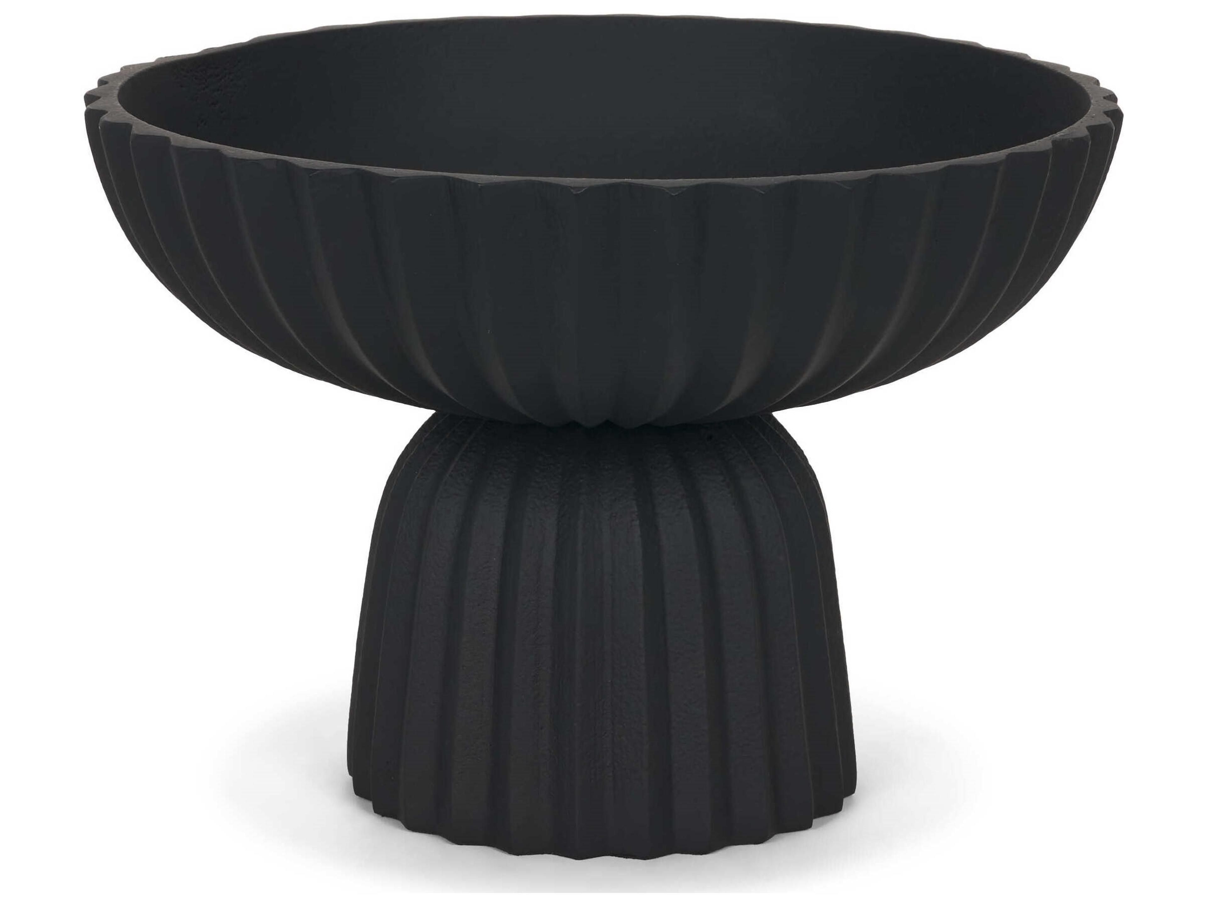 Ciaran Smooth Fluted Matte Black Metal Decorative Bowl