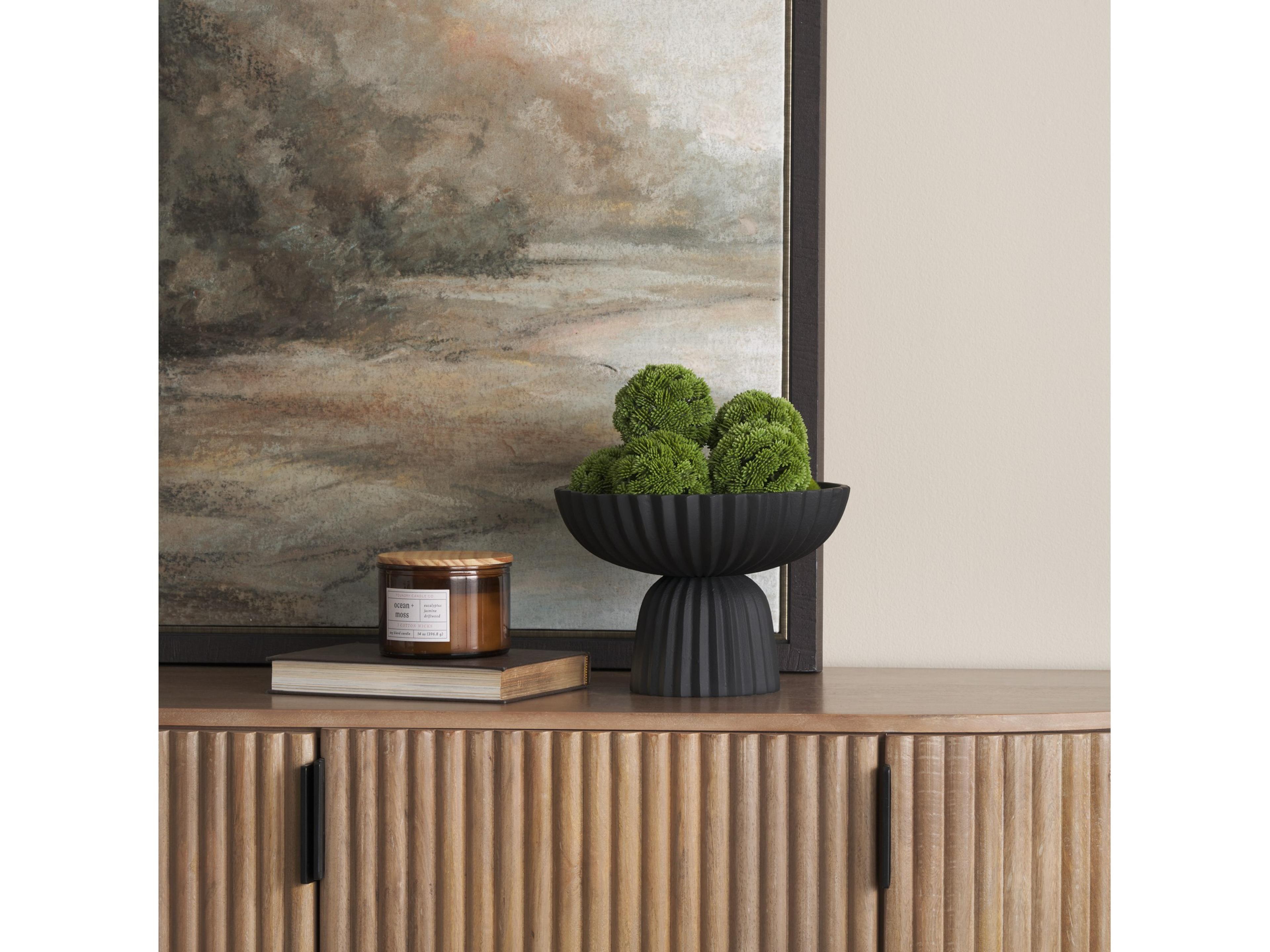 Mercana Ciaran Smooth Fluted Matte Black Metal Decorative Bowl