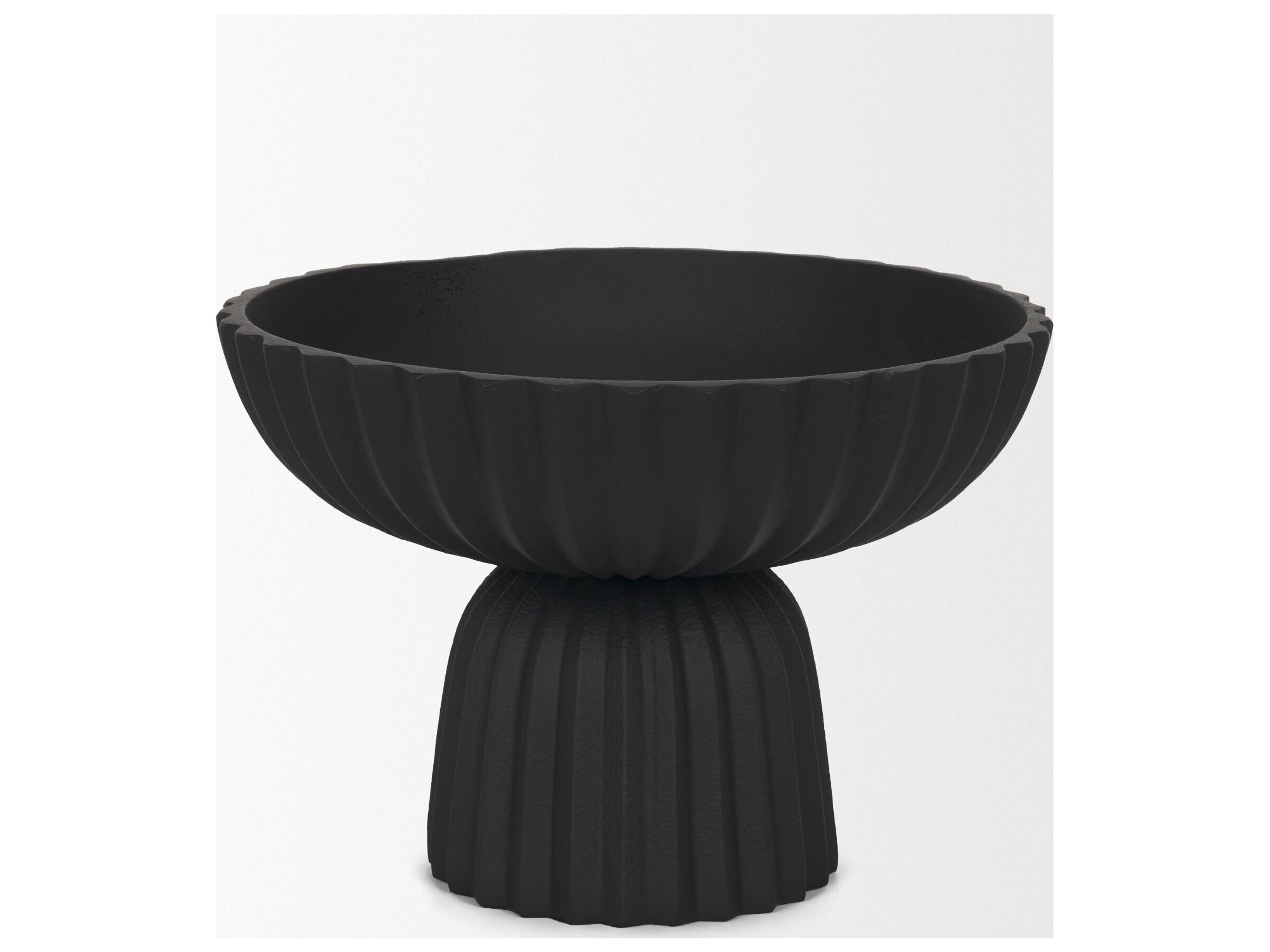 Mercana Ciaran Smooth Fluted Matte Black Metal Decorative Bowl