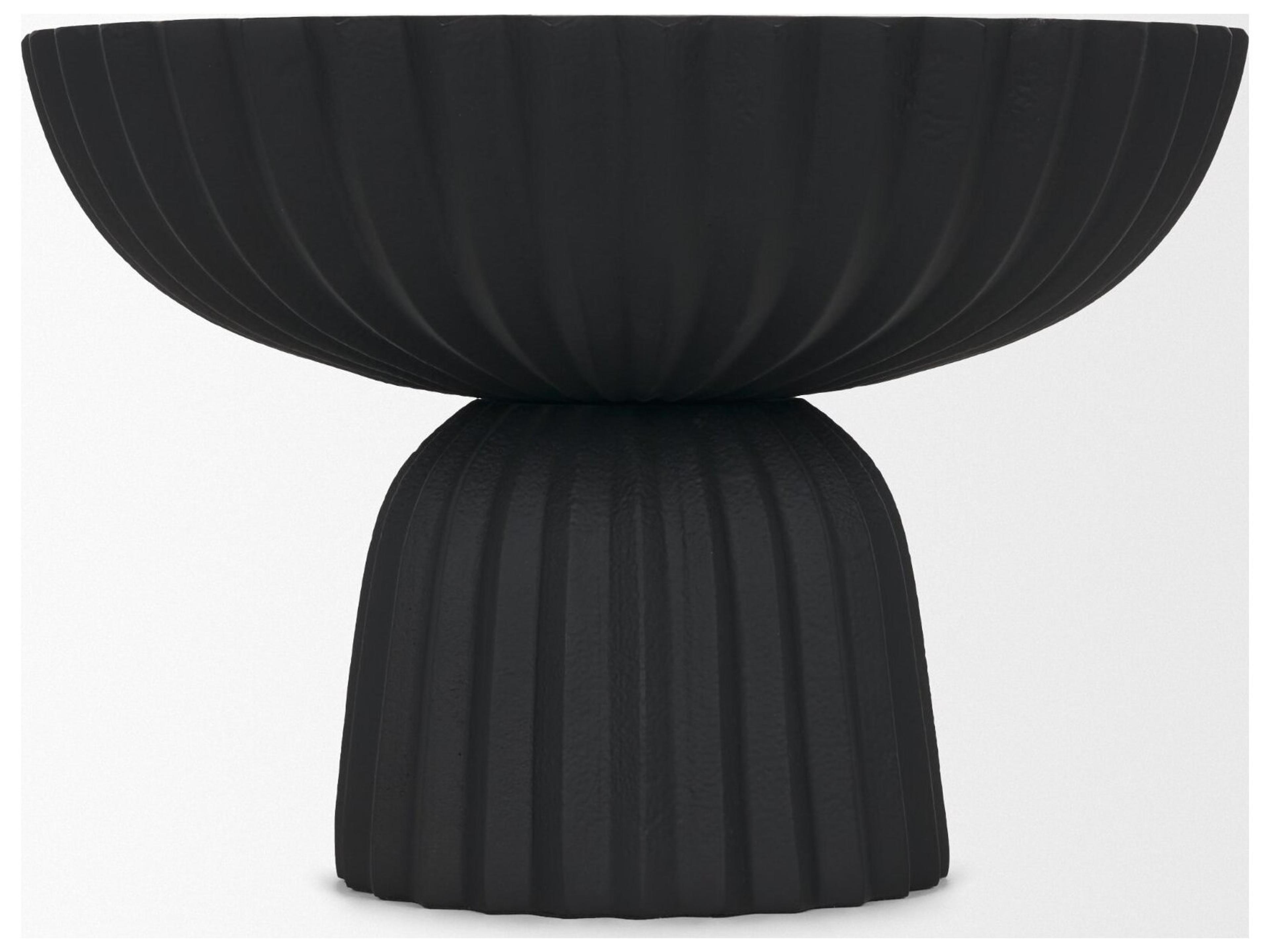 Mercana Ciaran Smooth Fluted Matte Black Metal Decorative Bowl