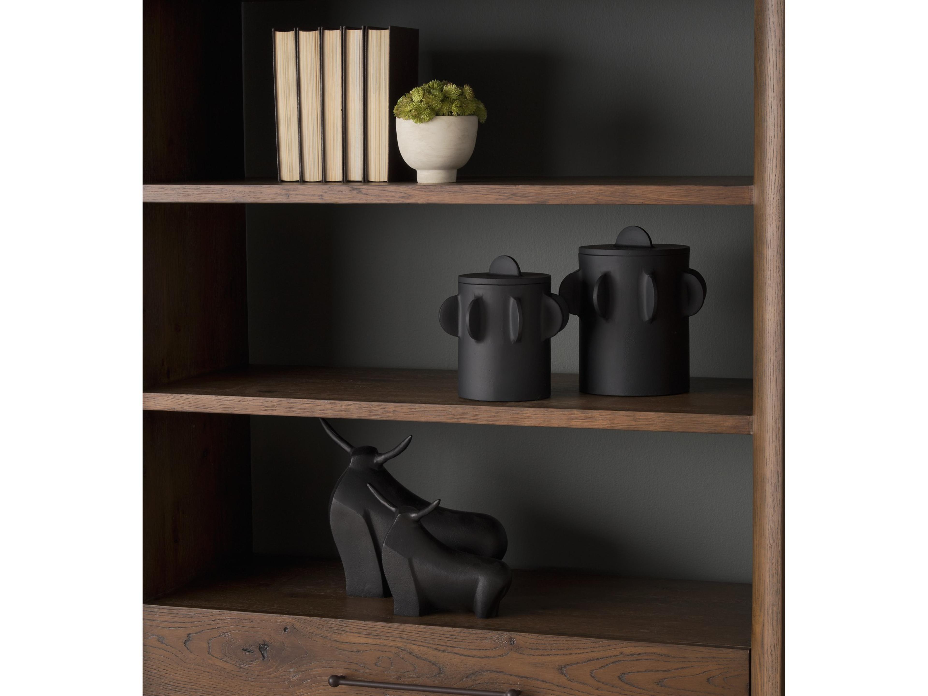 Mercana Deacon Large Matte Black Metal Canister with Sculptural Handles
