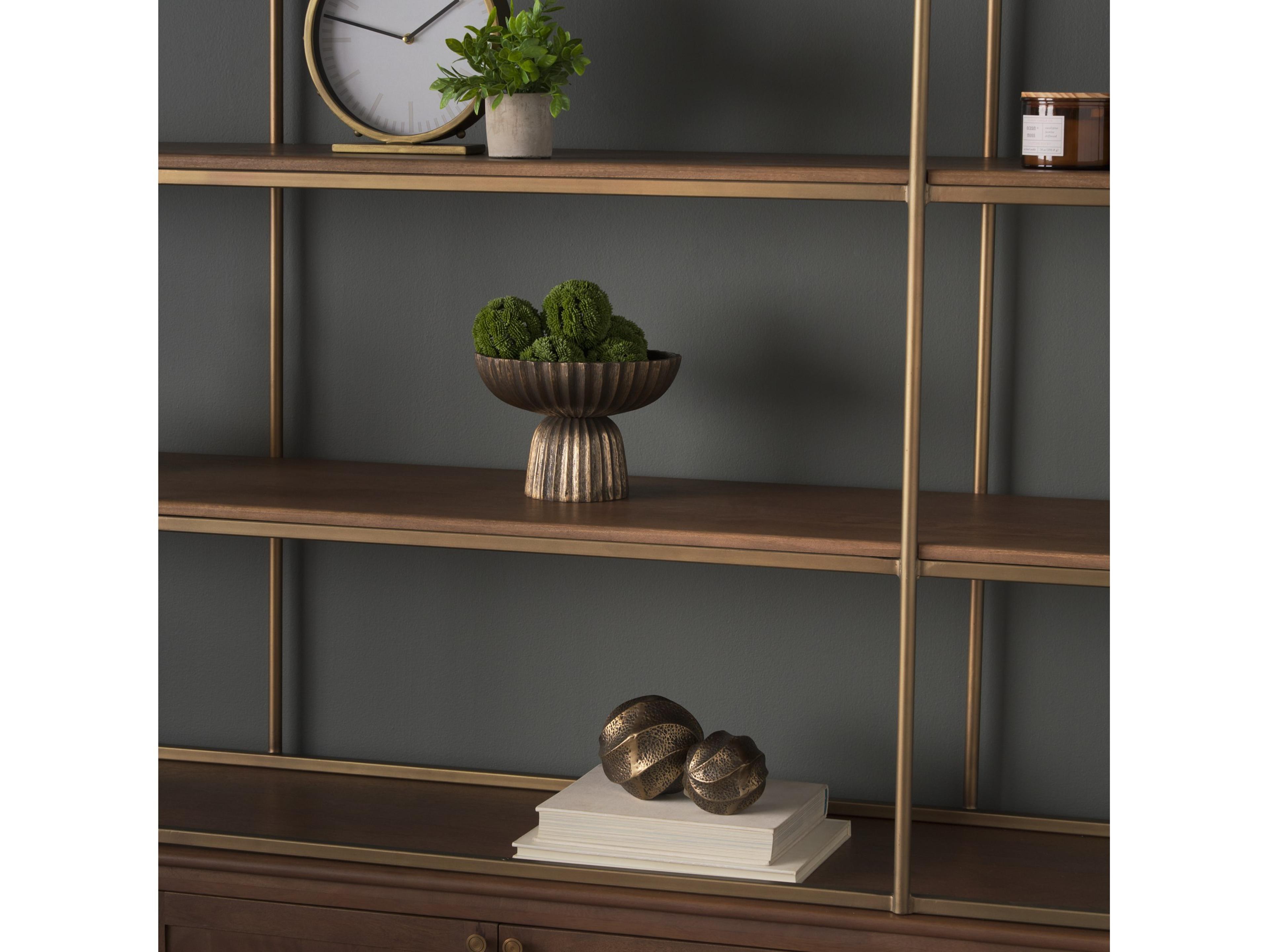 Mercana Imani Small Sculptural Textured Antiqued Gold Metal Decorative Orb Object