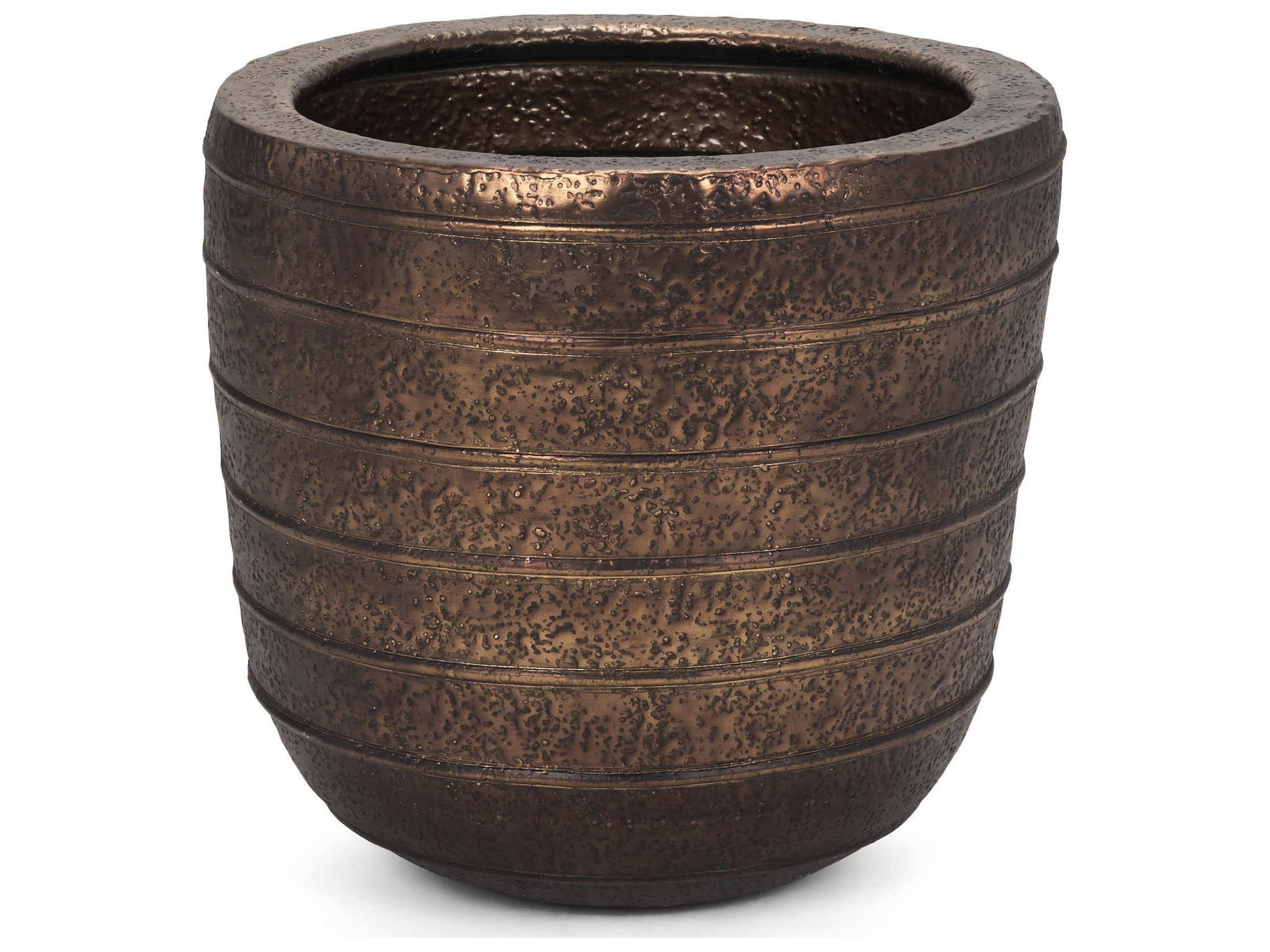 Aivana Large Antiqued Gold Metal Floor Vase