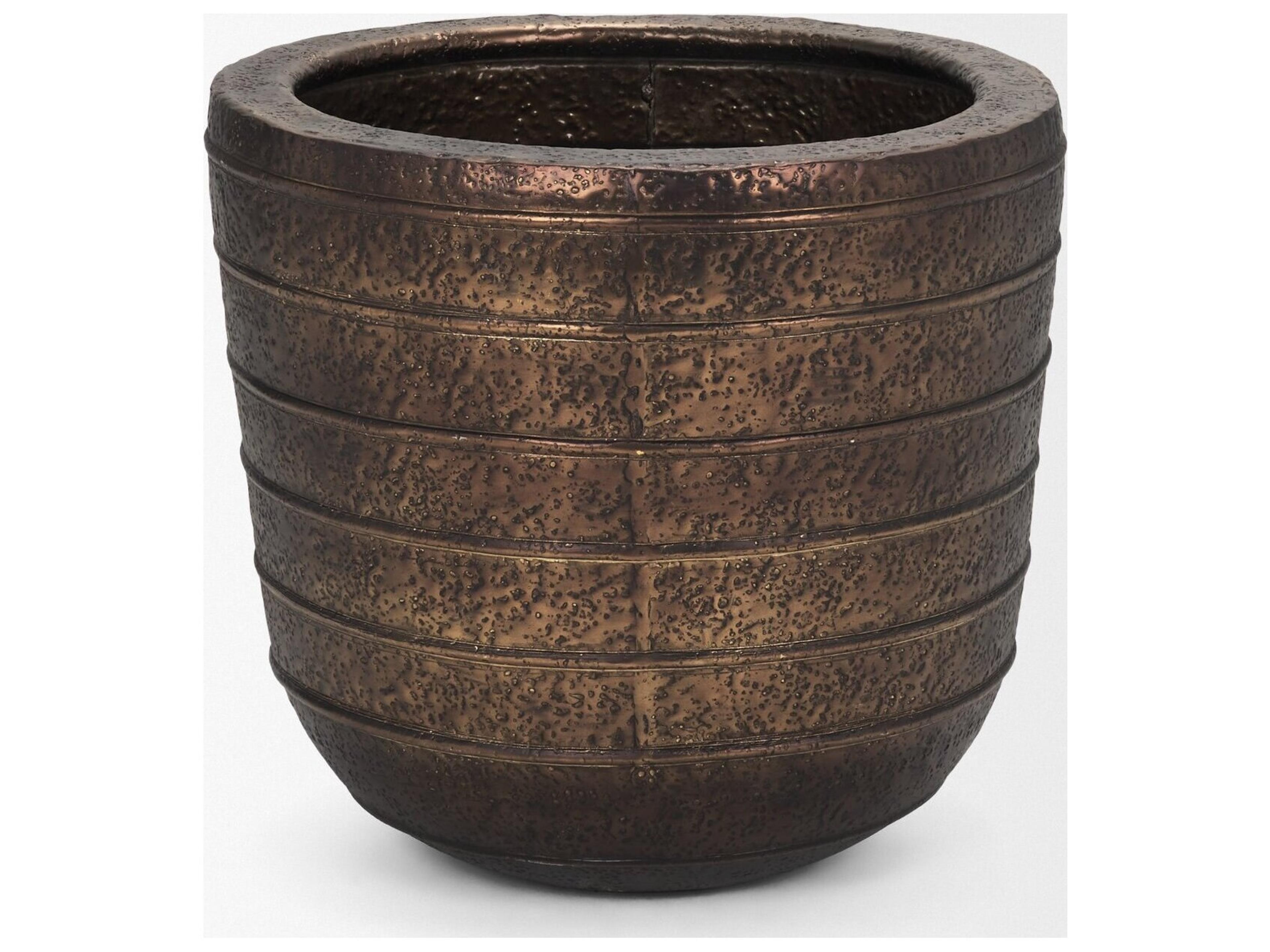 Mercana Aivana Large Antiqued Gold Metal Floor Vase