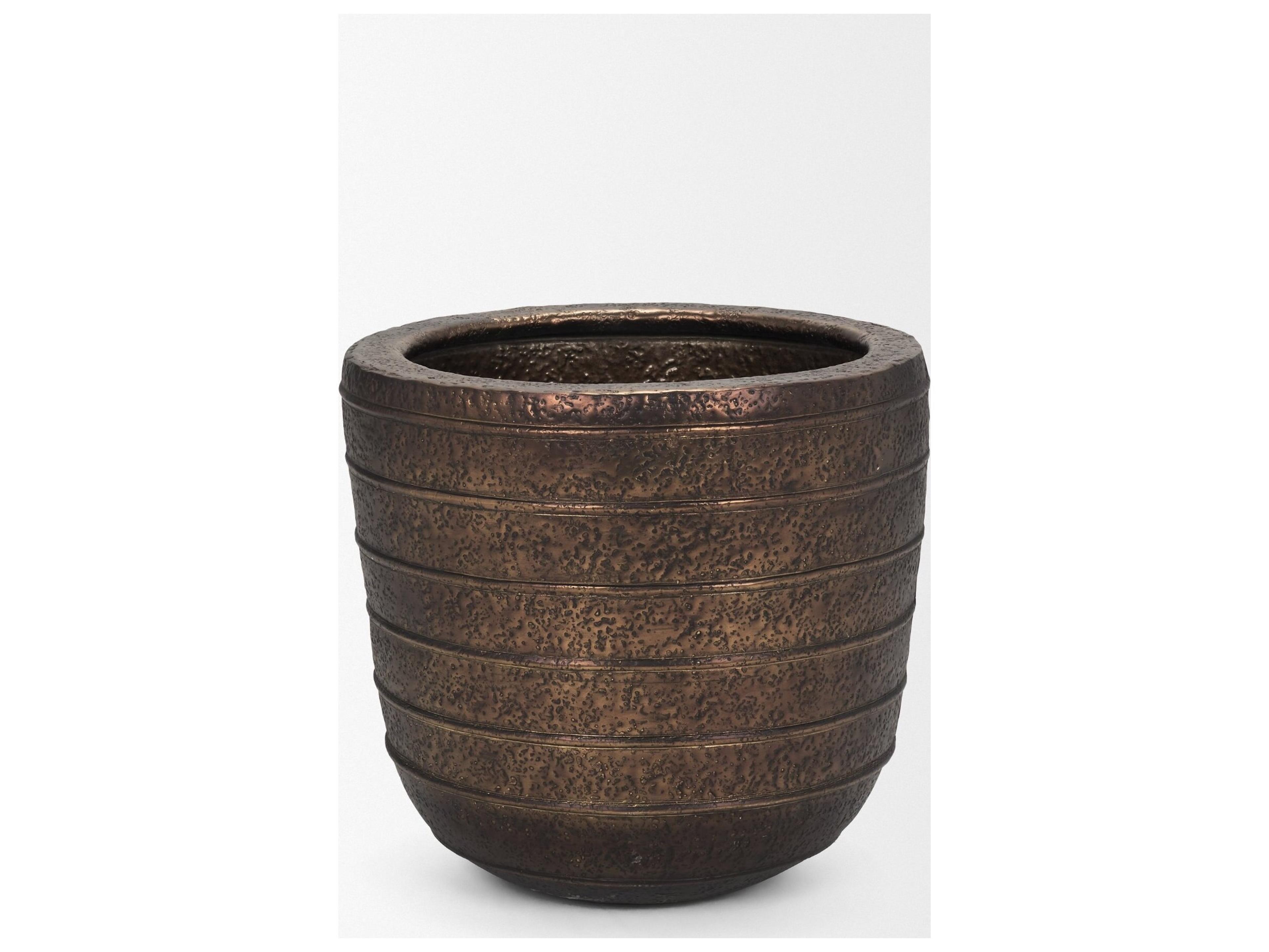 Mercana Aivana Large Antiqued Gold Metal Floor Vase