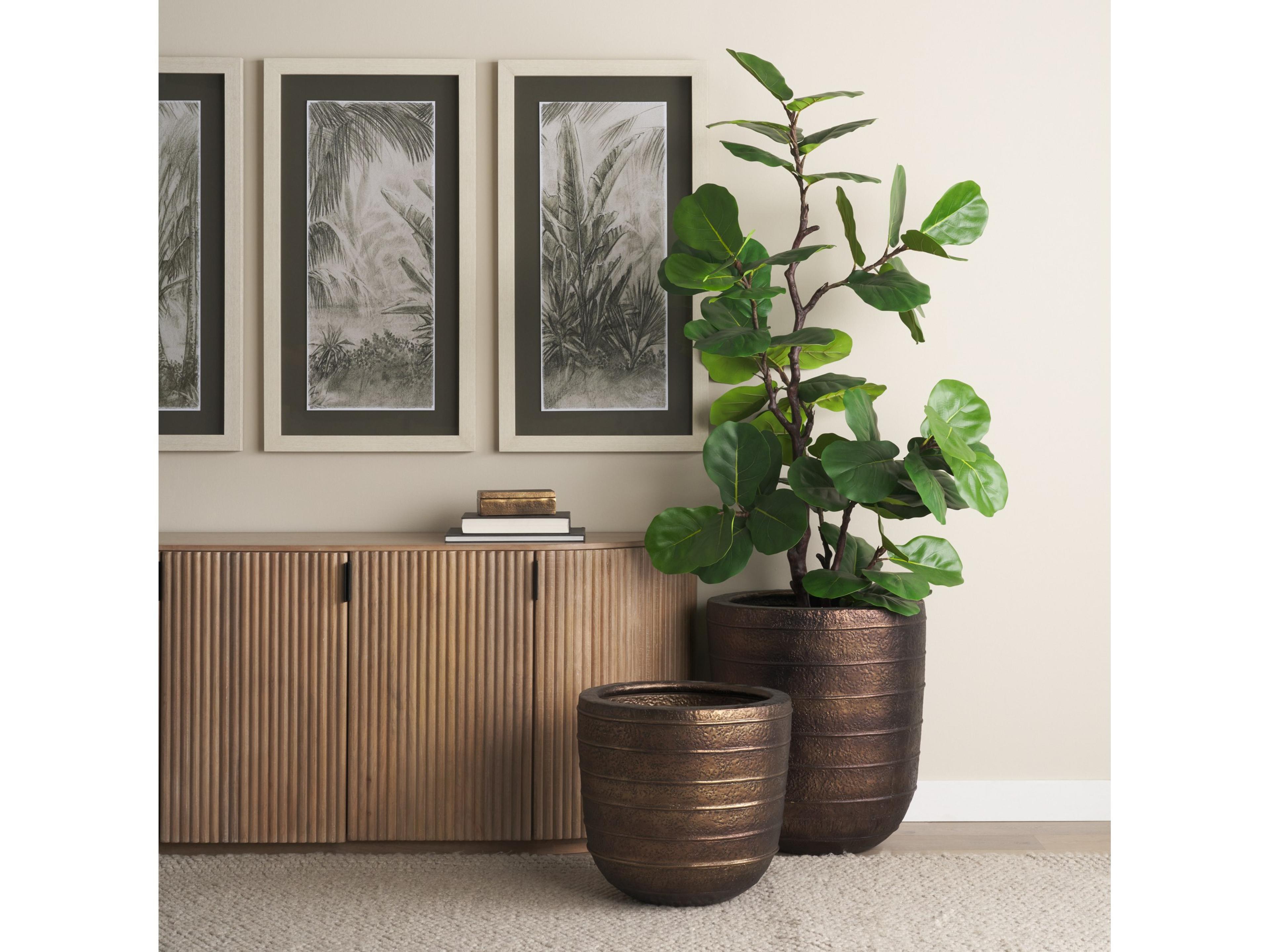 Mercana Aivana Extra Large Antiqued Gold Metal Floor Vase