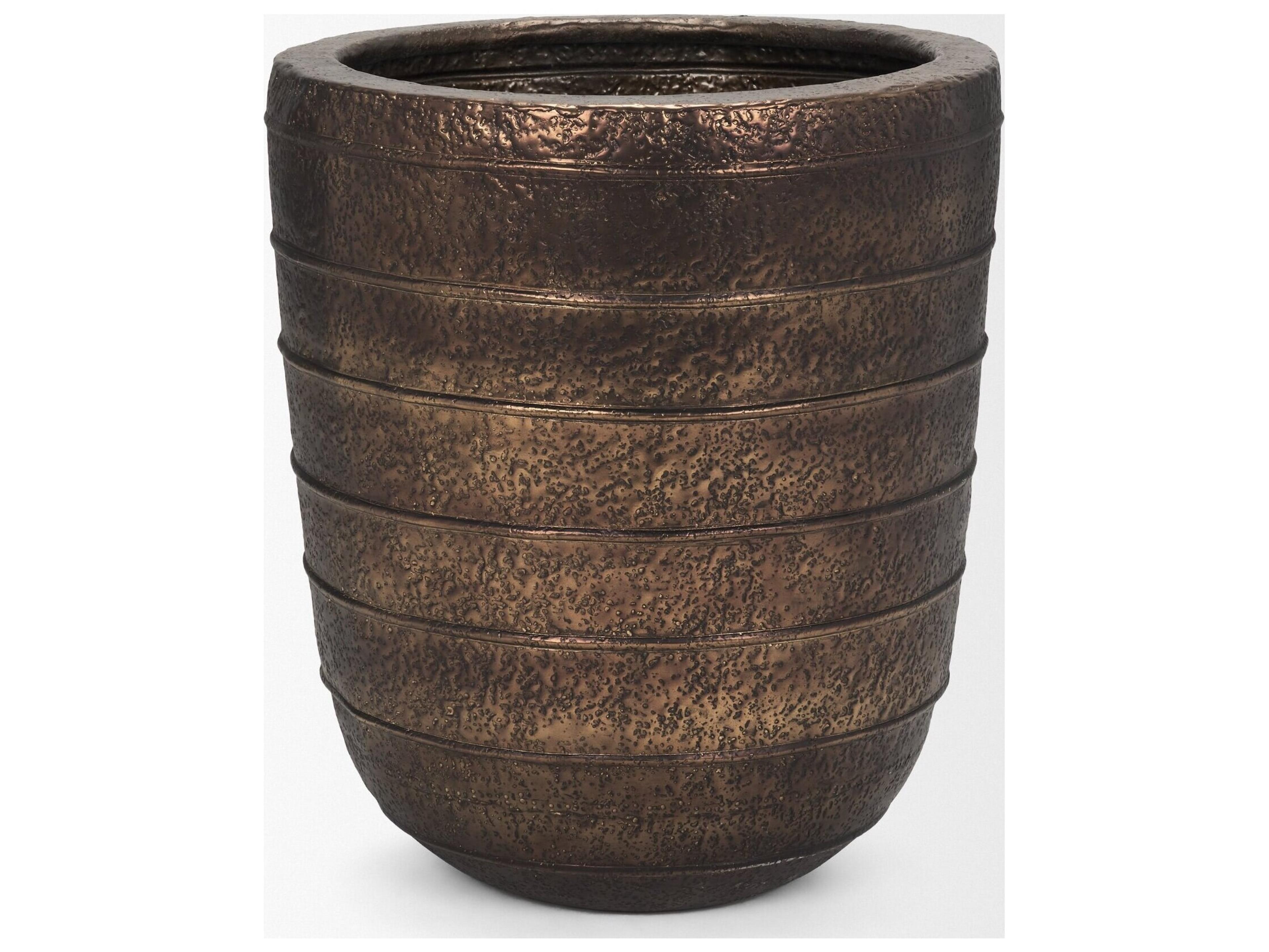 Mercana Aivana Extra Large Antiqued Gold Metal Floor Vase