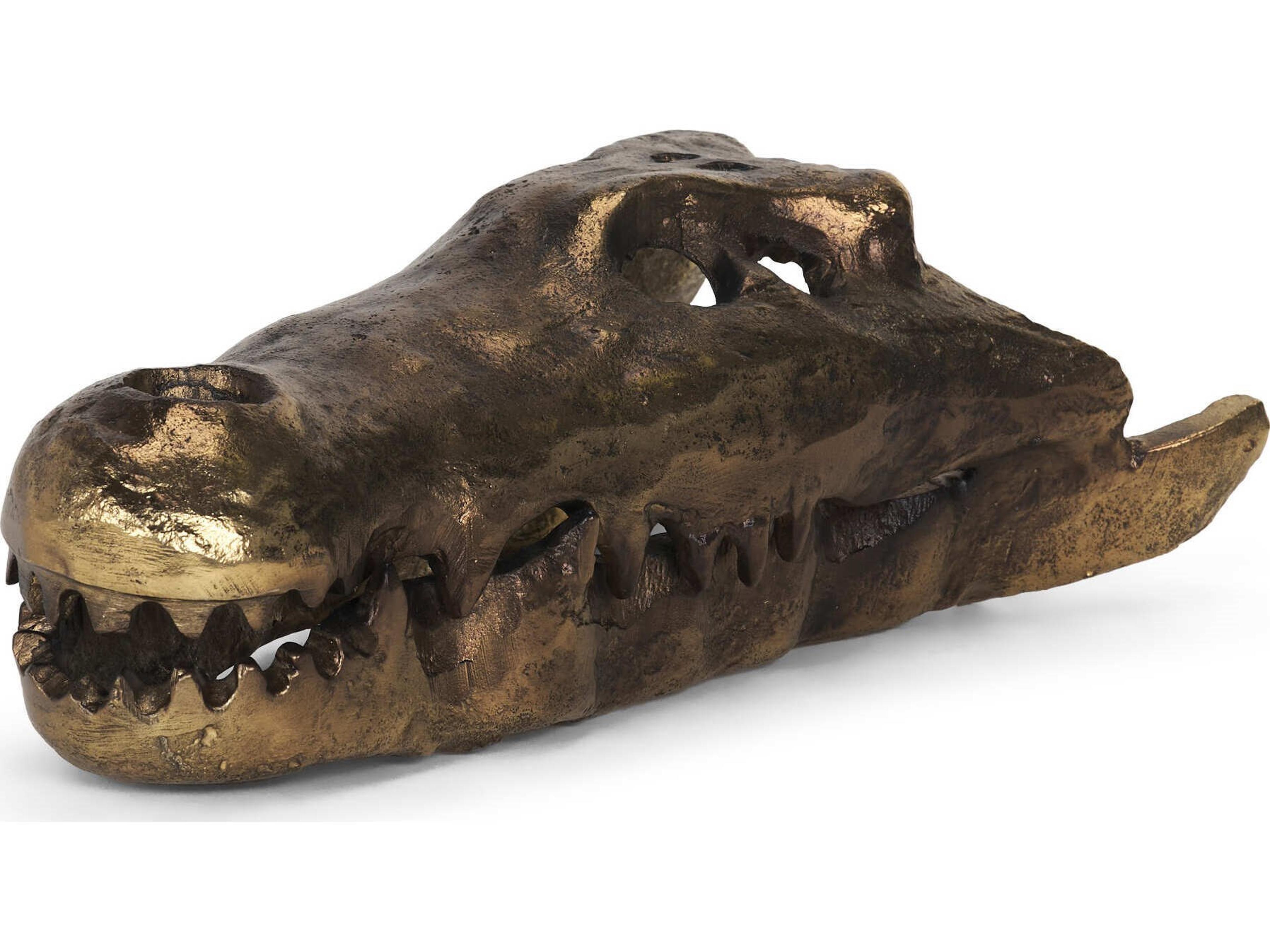 Mercana Alistair Antiqued Gold Cast Metal Decorative Skull Object