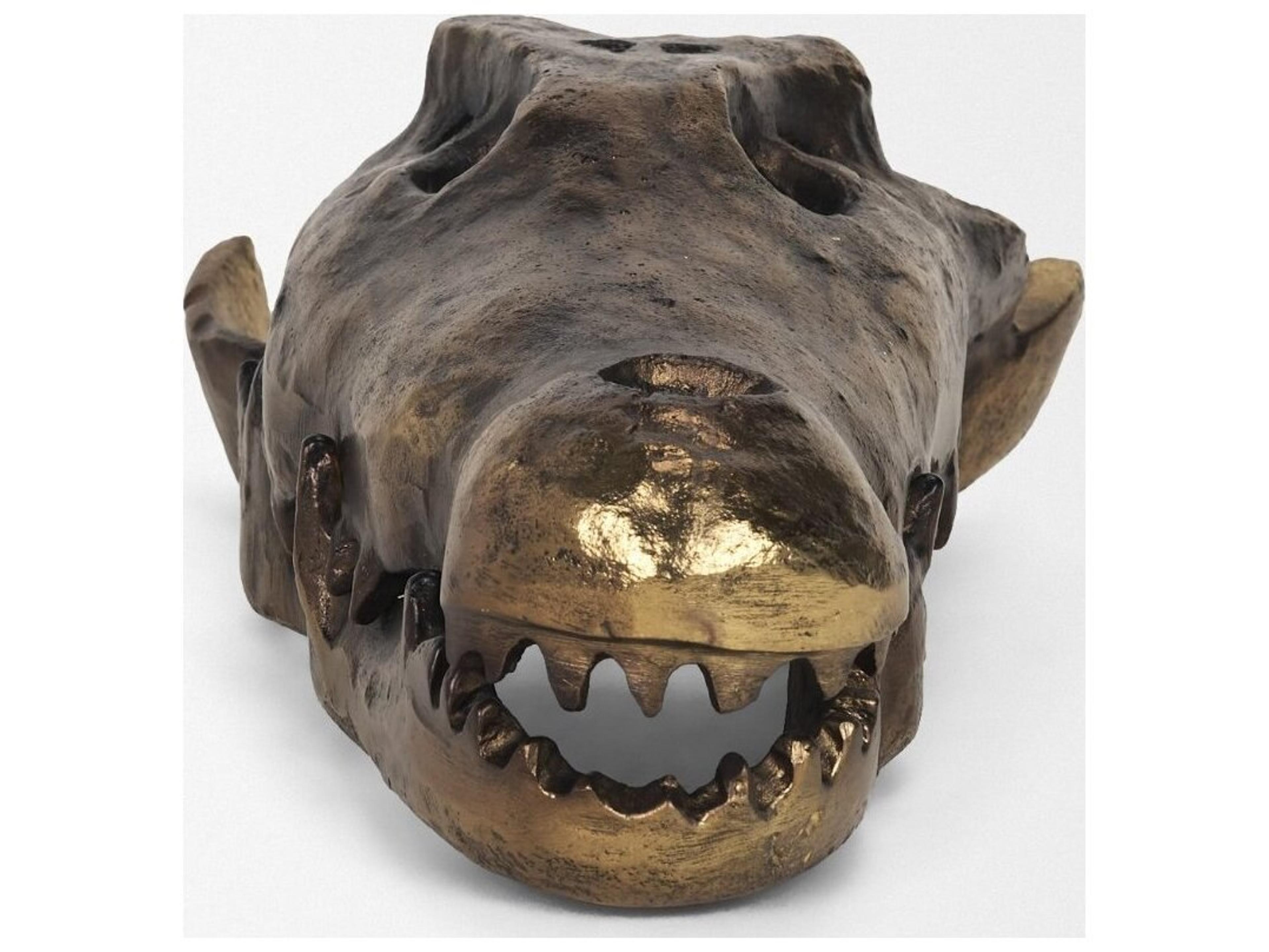 Mercana Alistair Antiqued Gold Cast Metal Decorative Skull Object