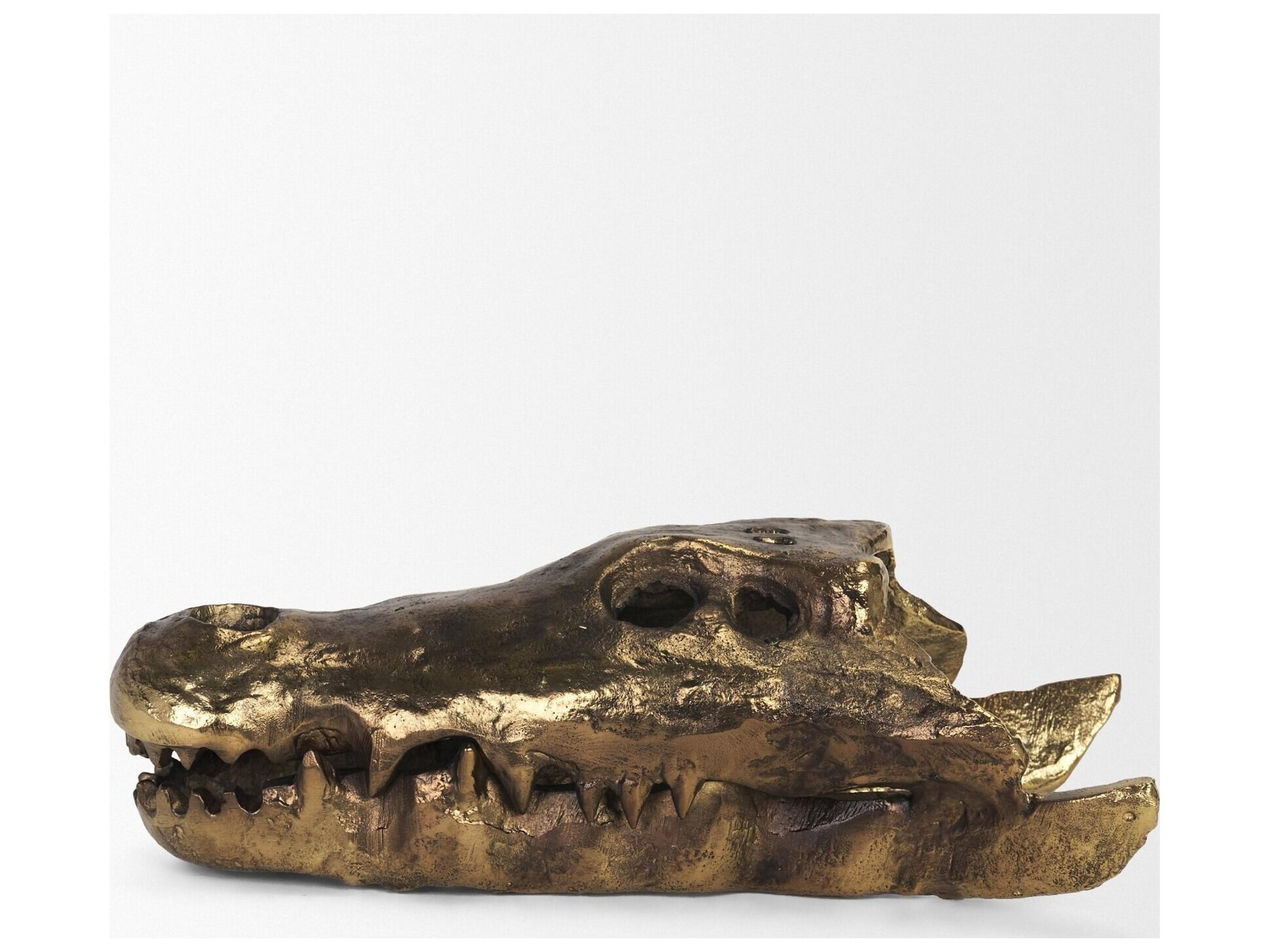 Mercana Alistair Antiqued Gold Cast Metal Decorative Skull Object